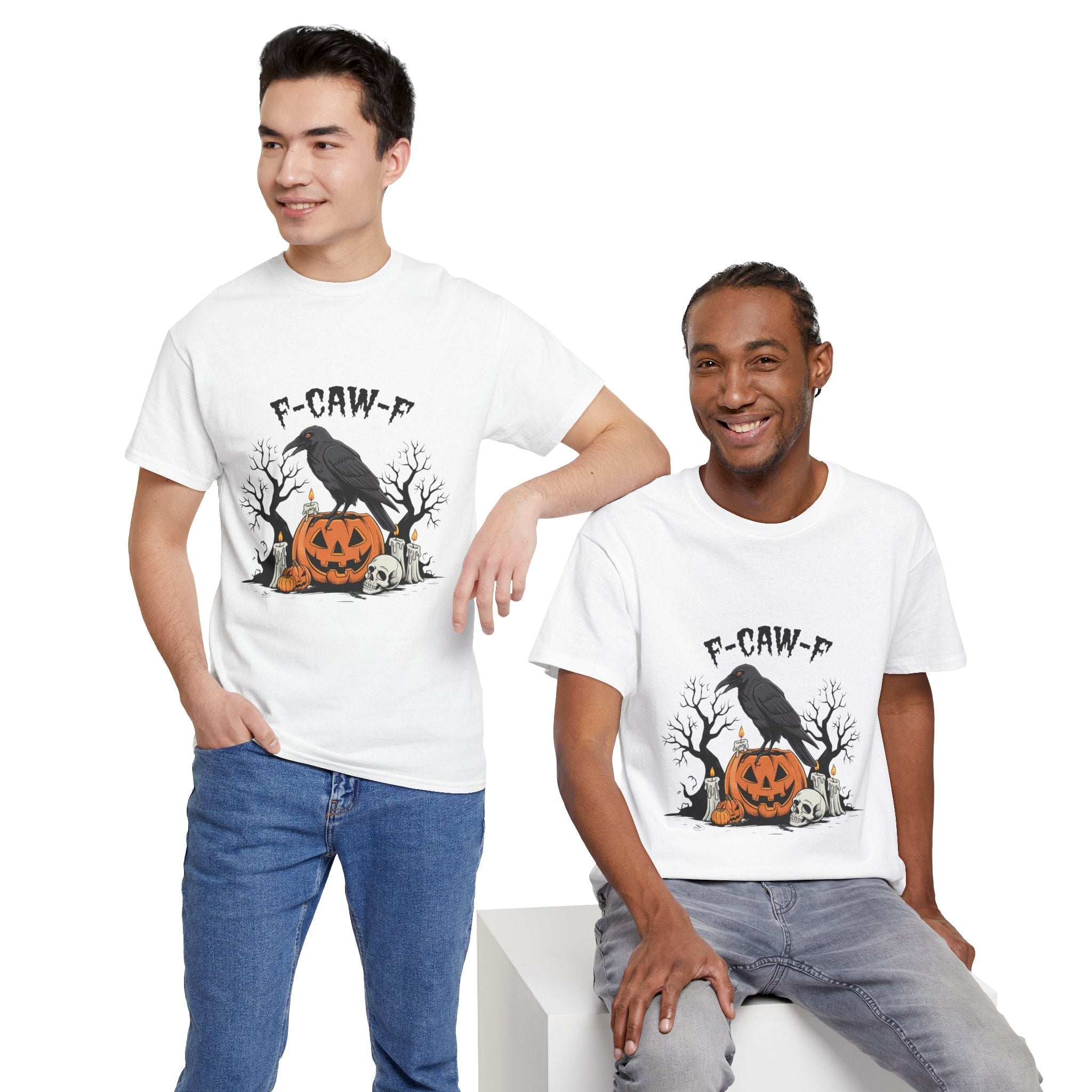 Crow on Skull with Bare Branches and Tex Graphic T-Shirt Printify
