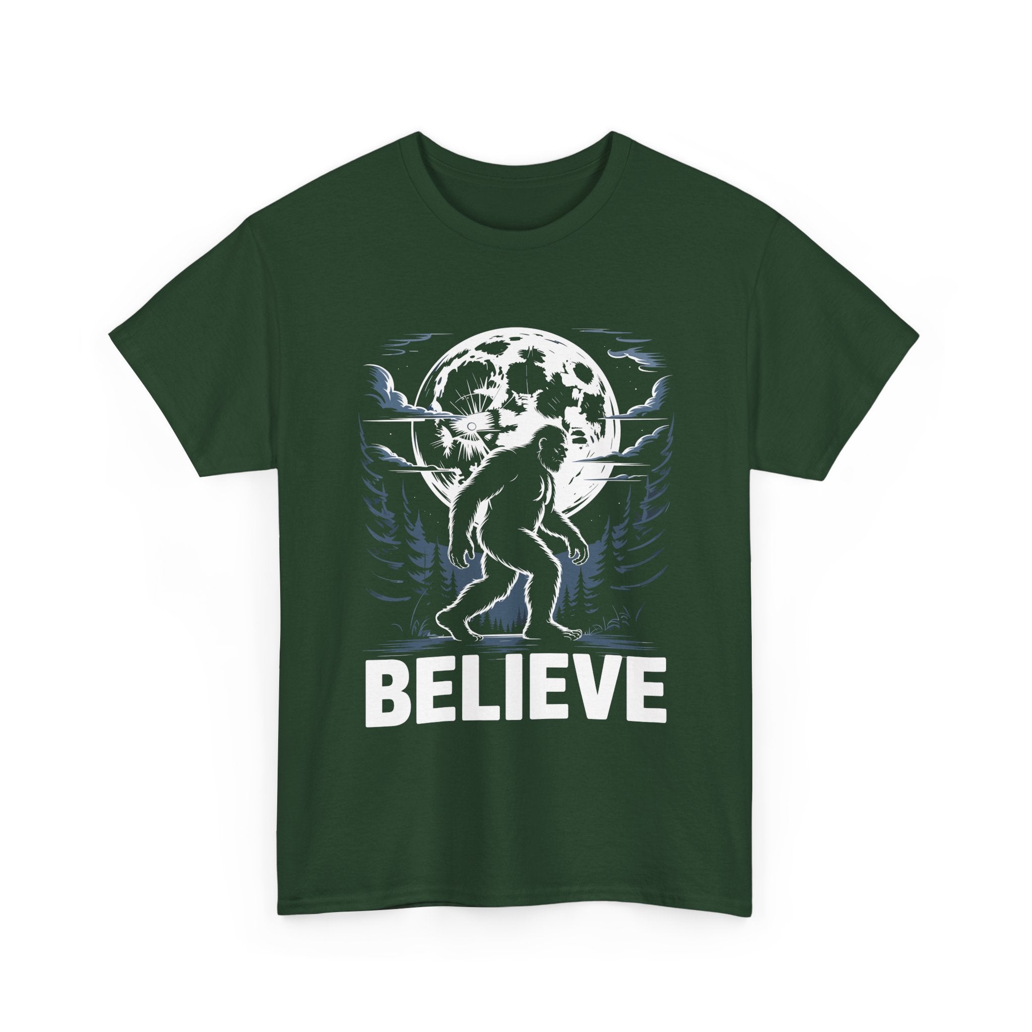 Moonlit Believer Bigfoot Lover T- Shirt Printify