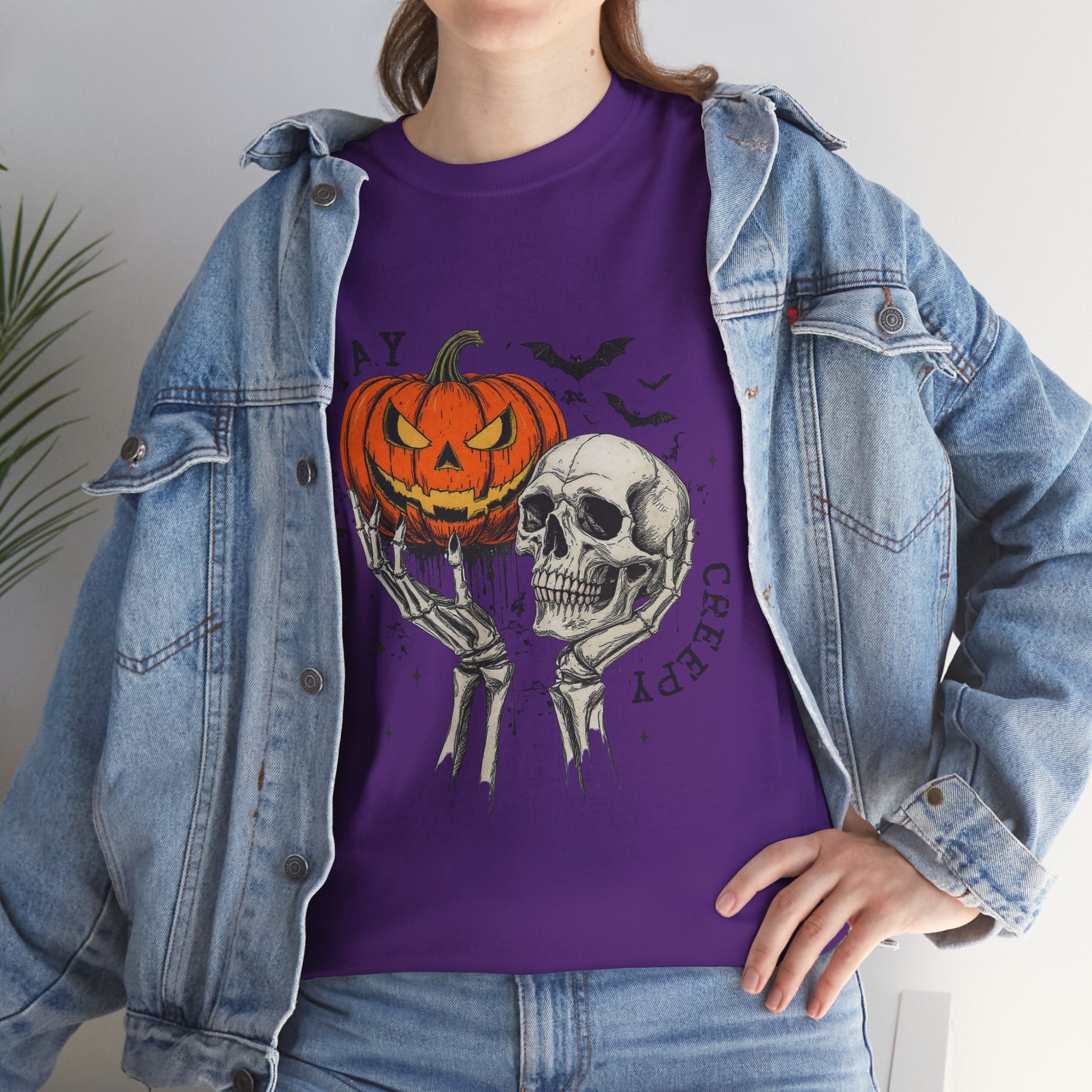 Halloween Skull  Stay Creepy Halloween T- Shirt Printify