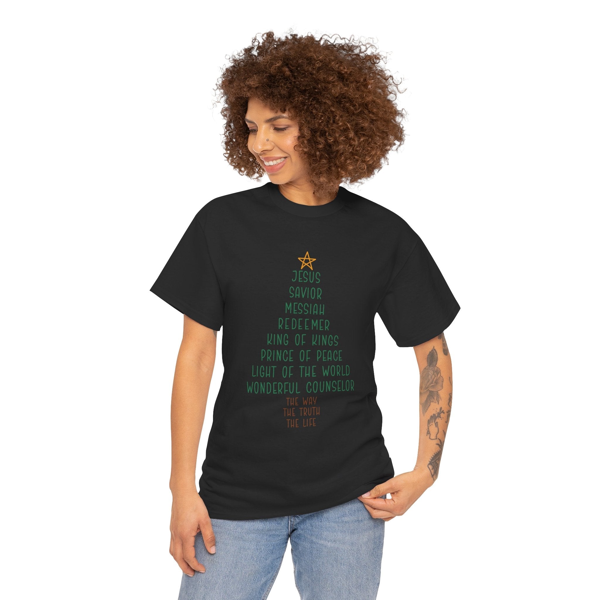 Christian Christmas Tree Message T- Shirt Printify