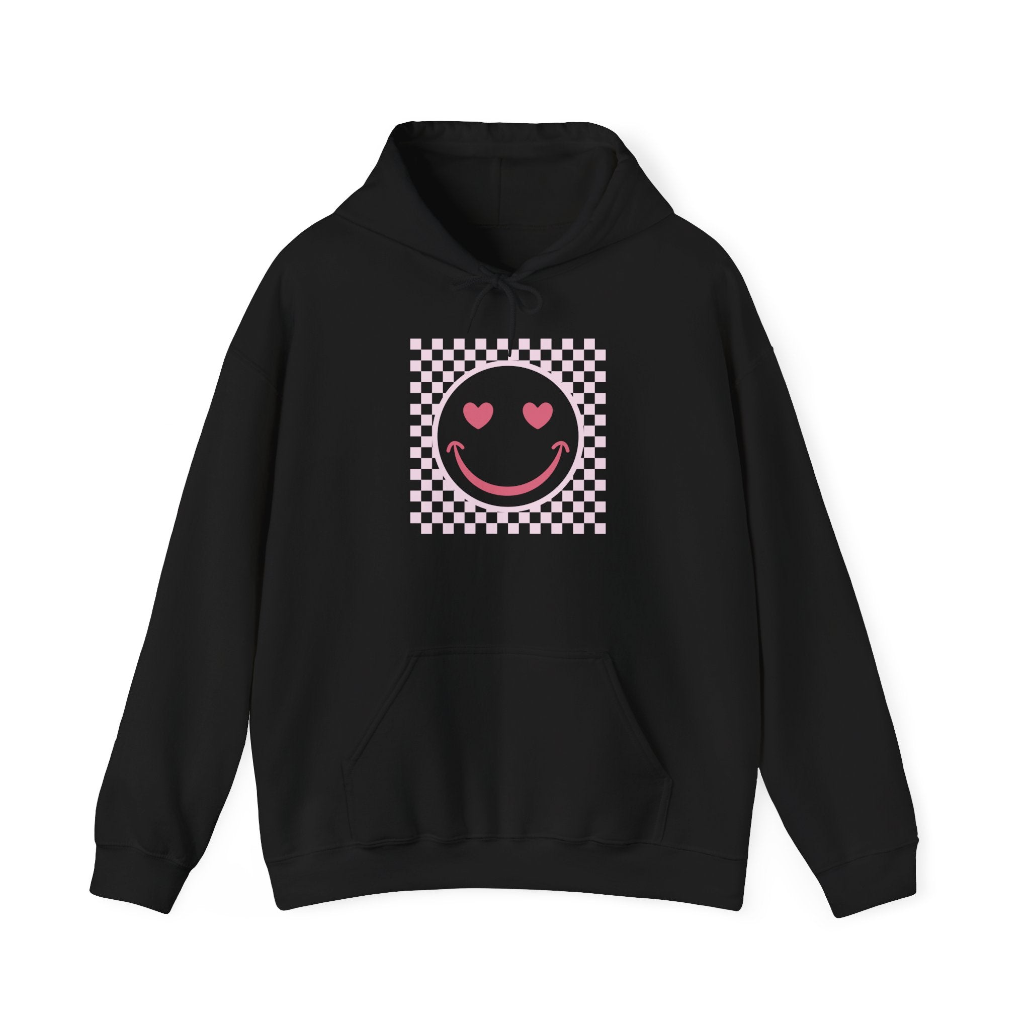 Checkerboard Heart Eyes Smiley Hoodie