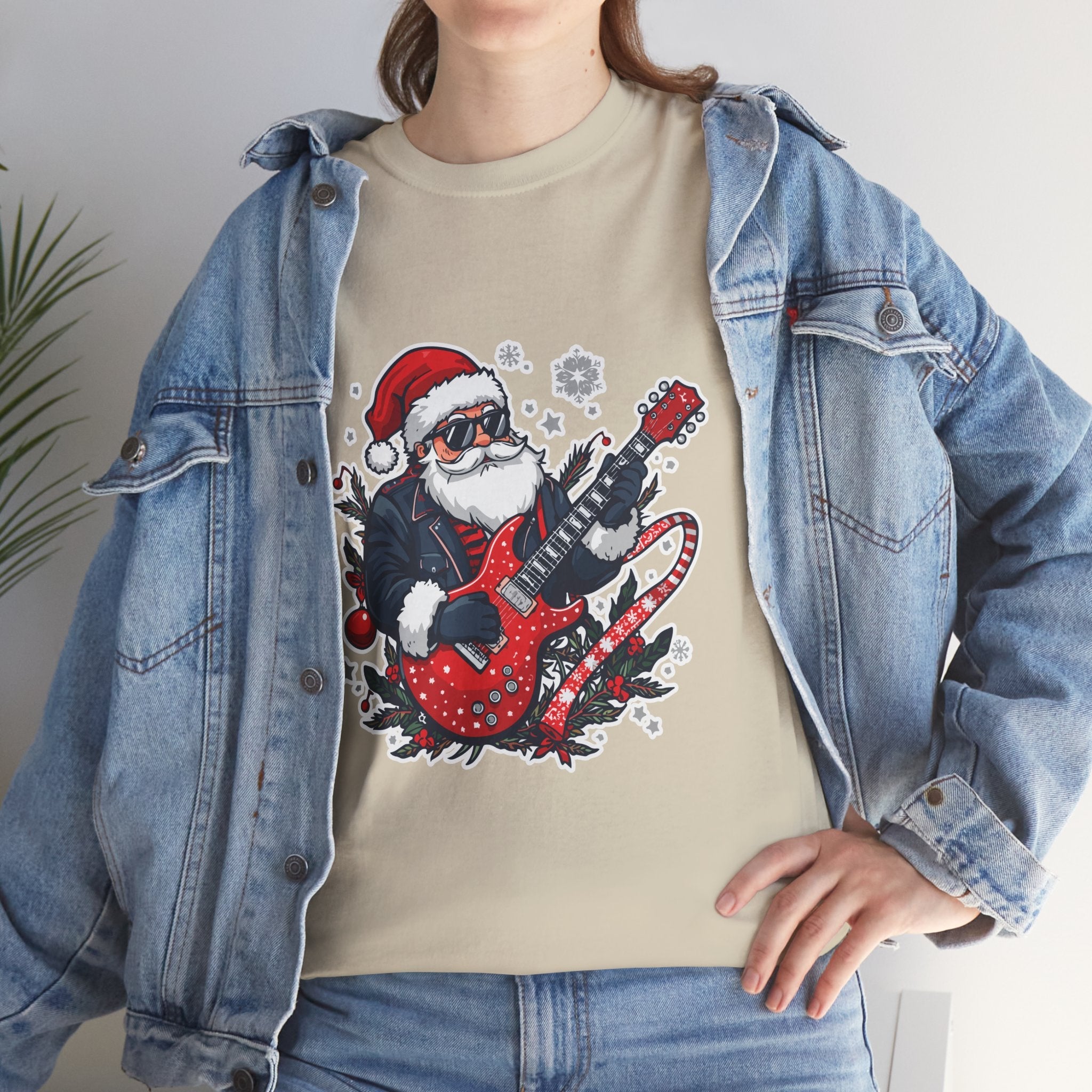 Rockin' Santa Music Graphic T-Shirt Printify