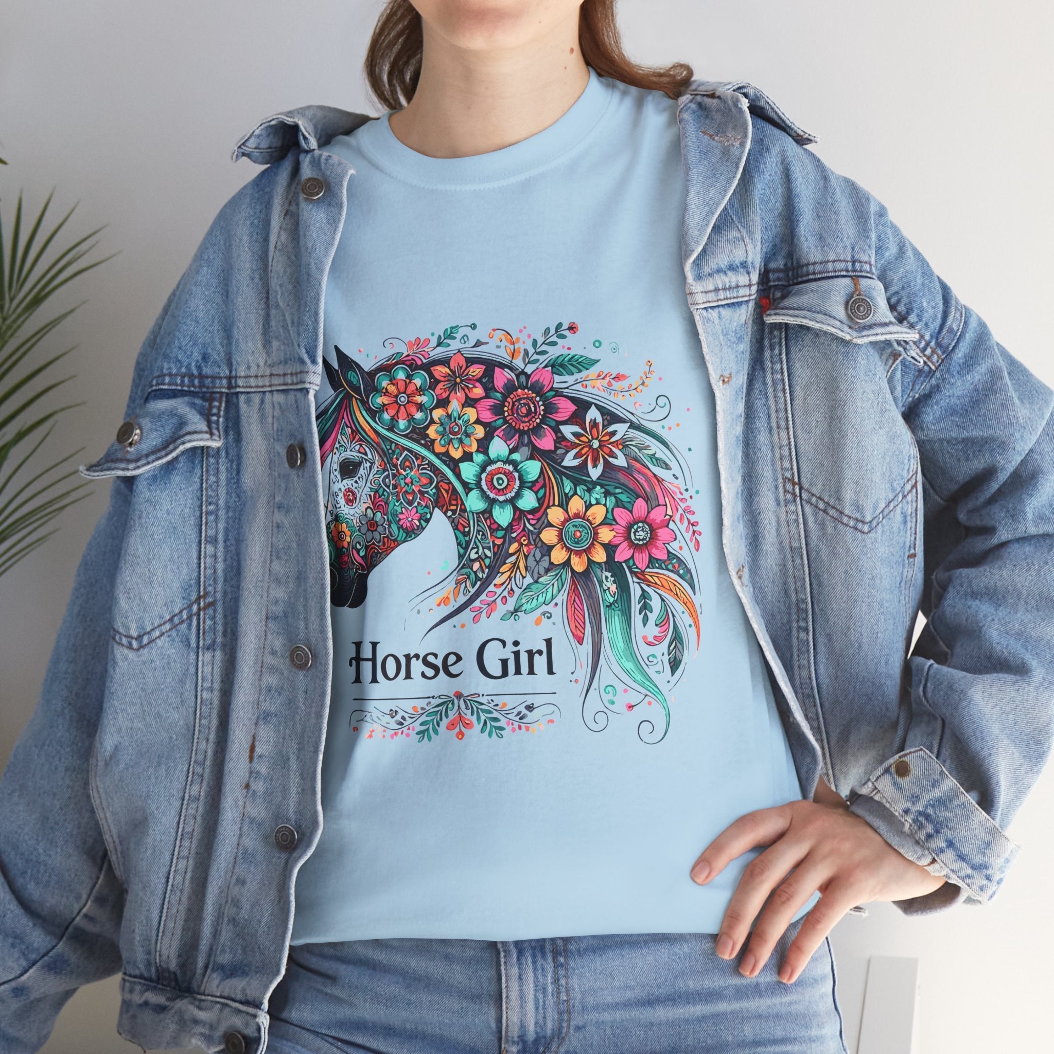 Floral Horse Lover Boho Style T-Shirt Printify