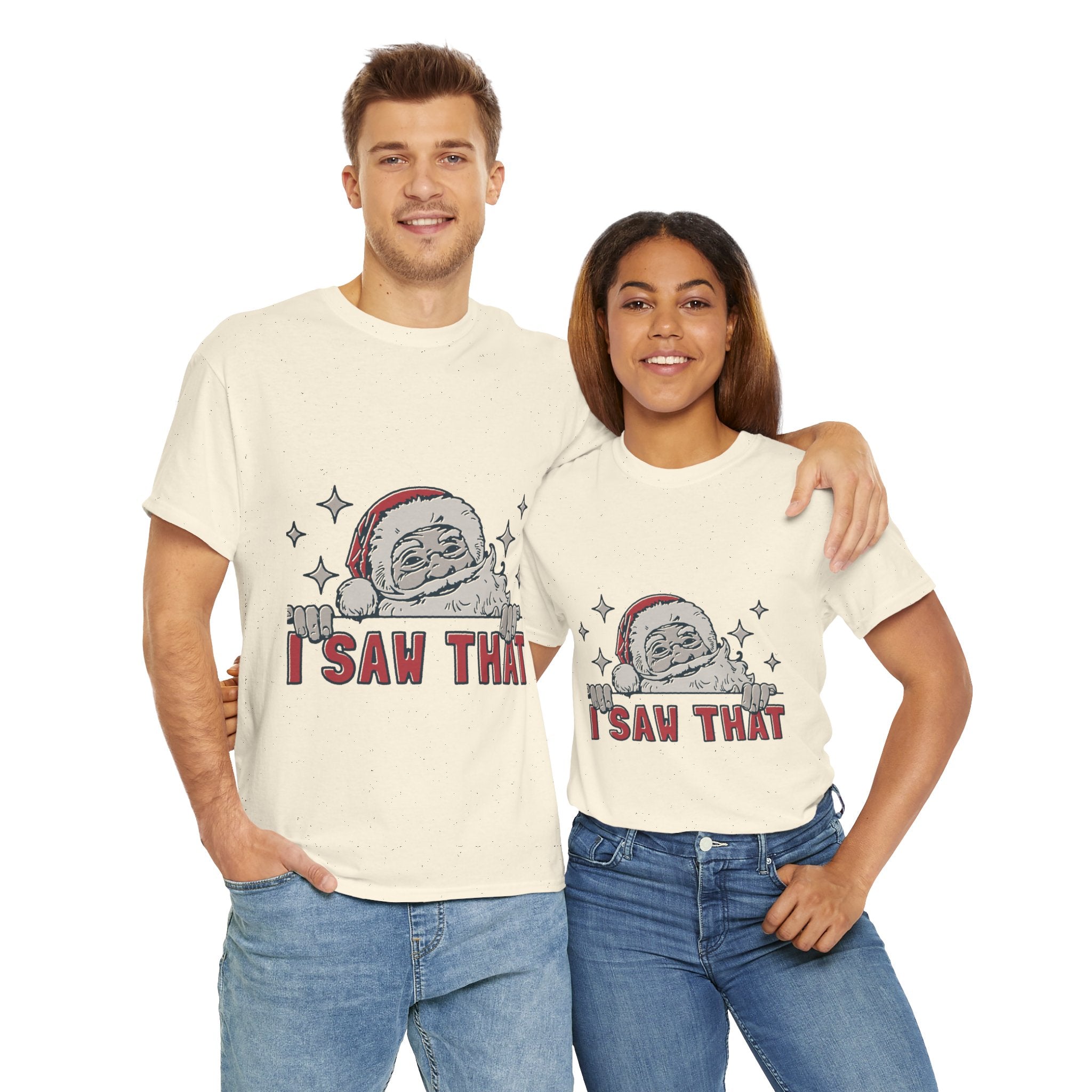 Santa's Watchful Unisex Christmas T-Shirt Printify