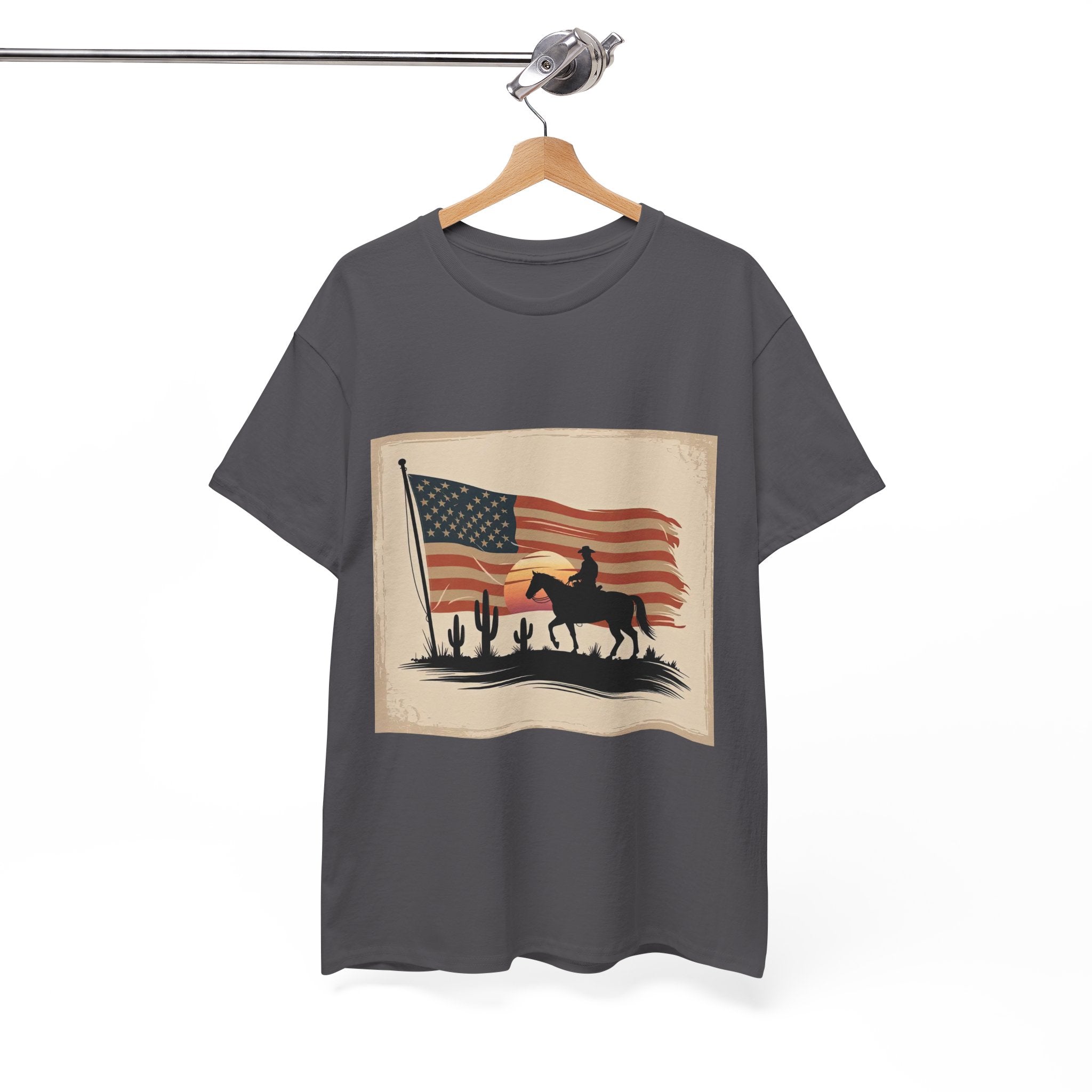 Vintage Cowboy American Flag T- Shirt Printify