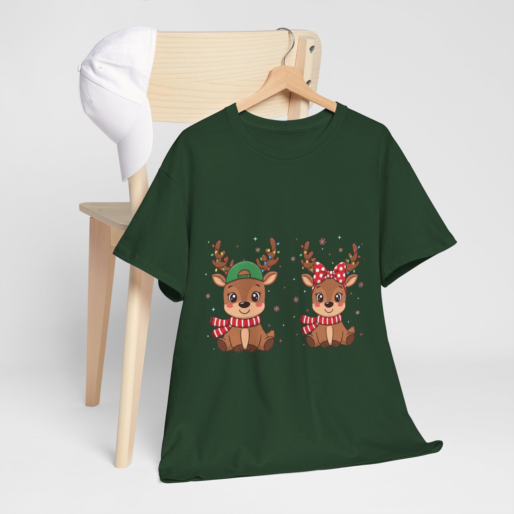 Festive Reindeer Christmas T- Shirt Printify