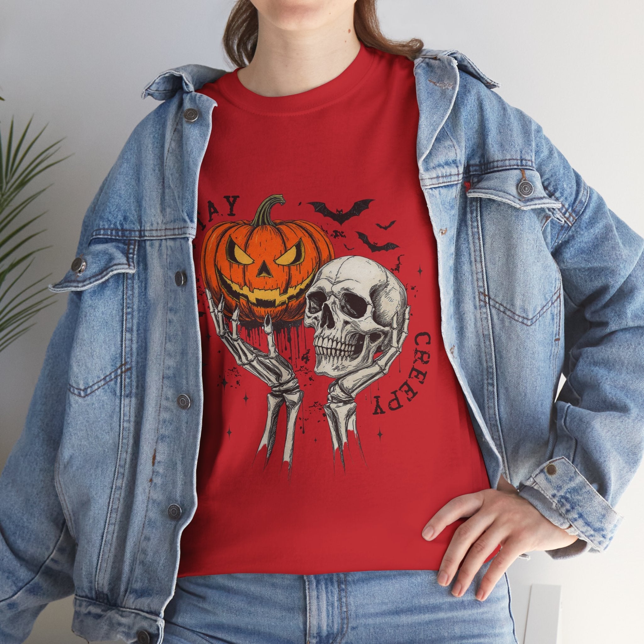 Halloween Skull  Stay Creepy Halloween T- Shirt Printify