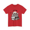 Gothic Skull and Books Halloween T- Shirt Printify