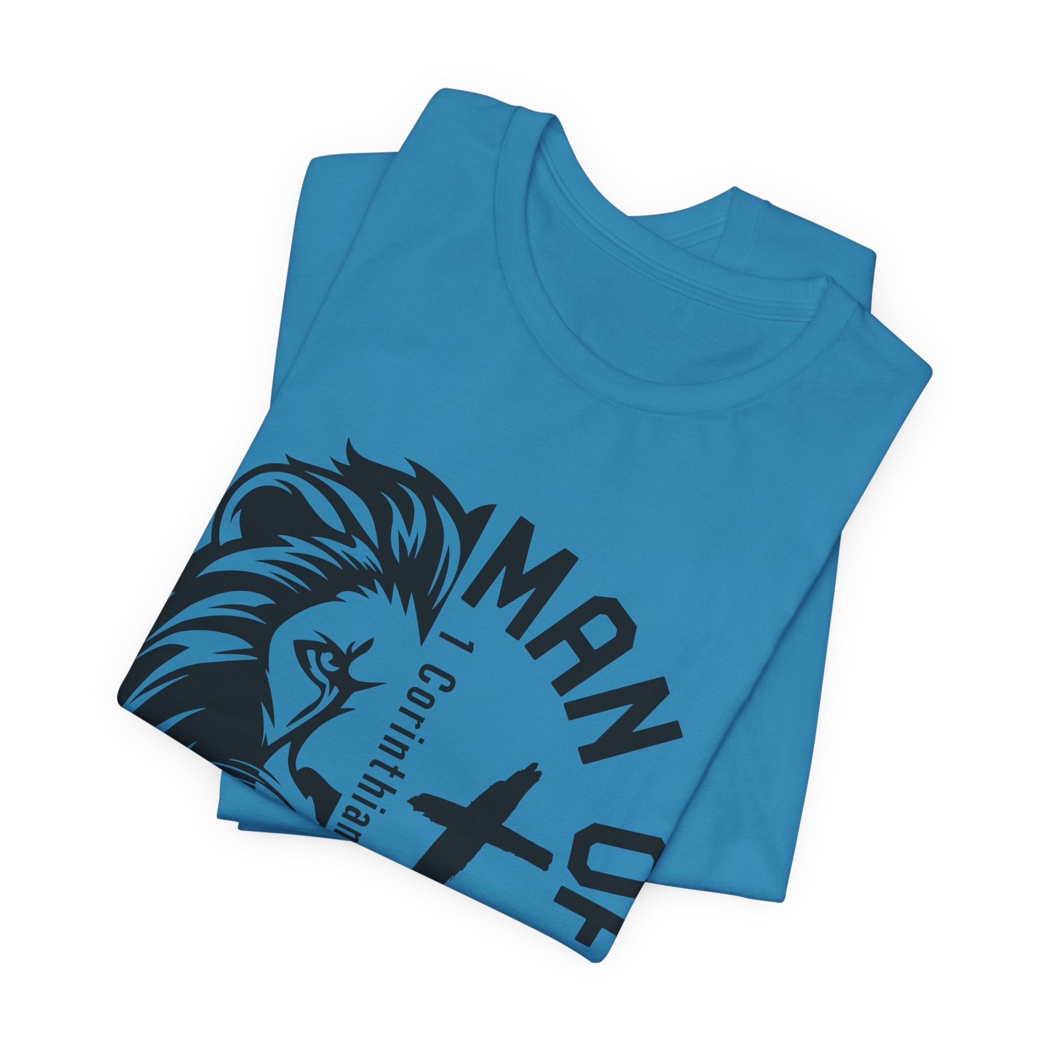 Man of Faith Lion Graphic T-Shirt Printify