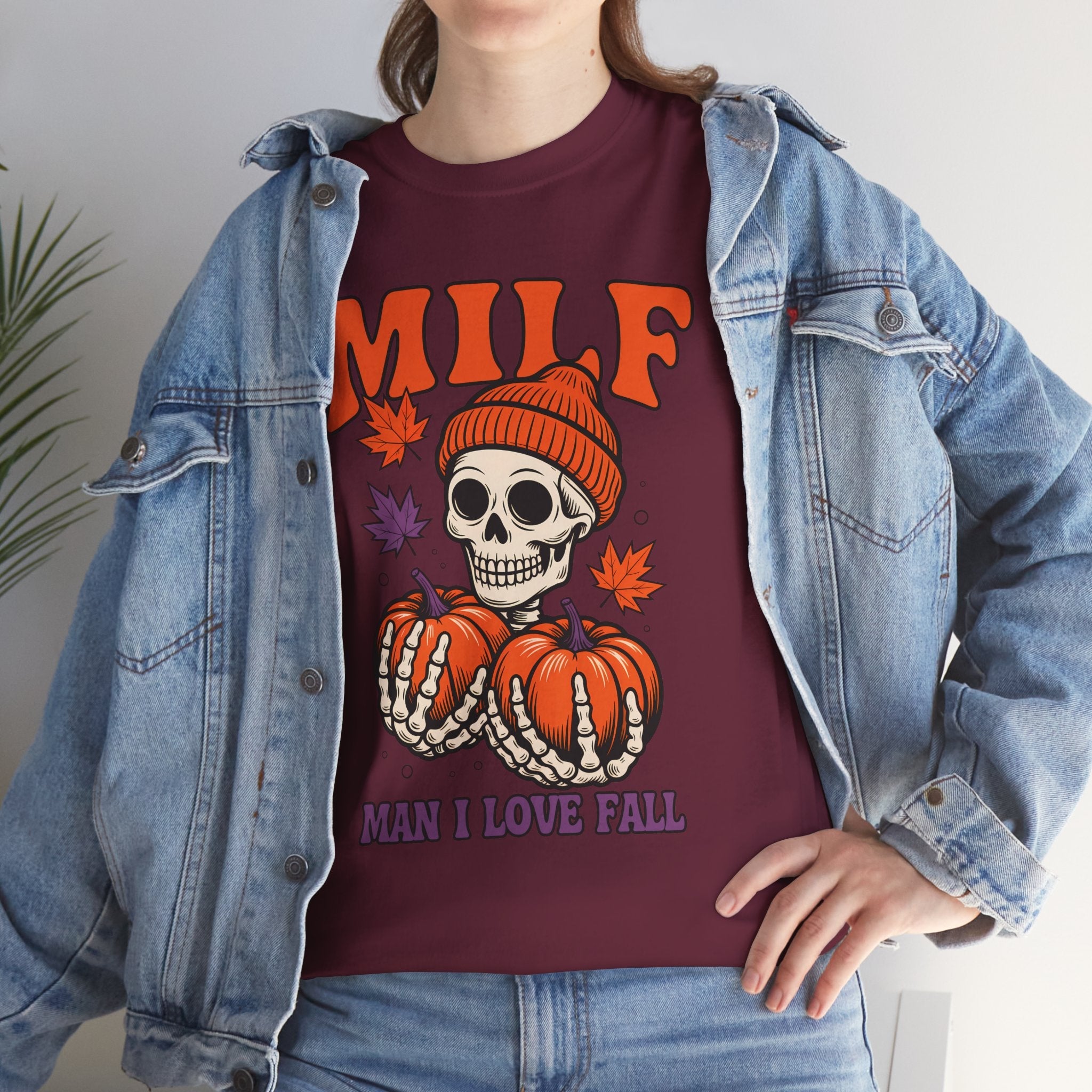 Fall Themed Unisex T-Shirt "MILF: Man I Love Fall" Printify
