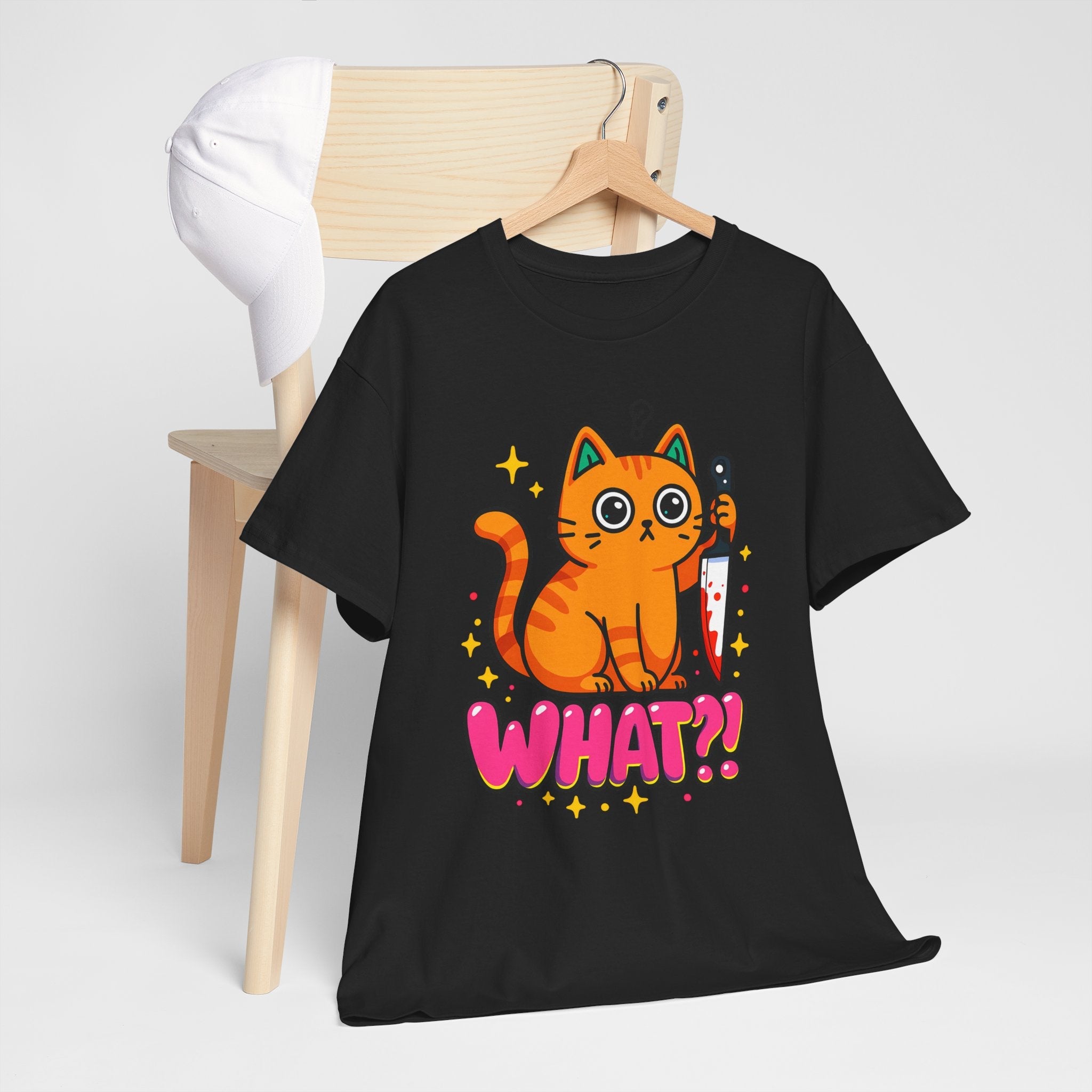 Whimsical Cat Graphic T-Shirt Printify