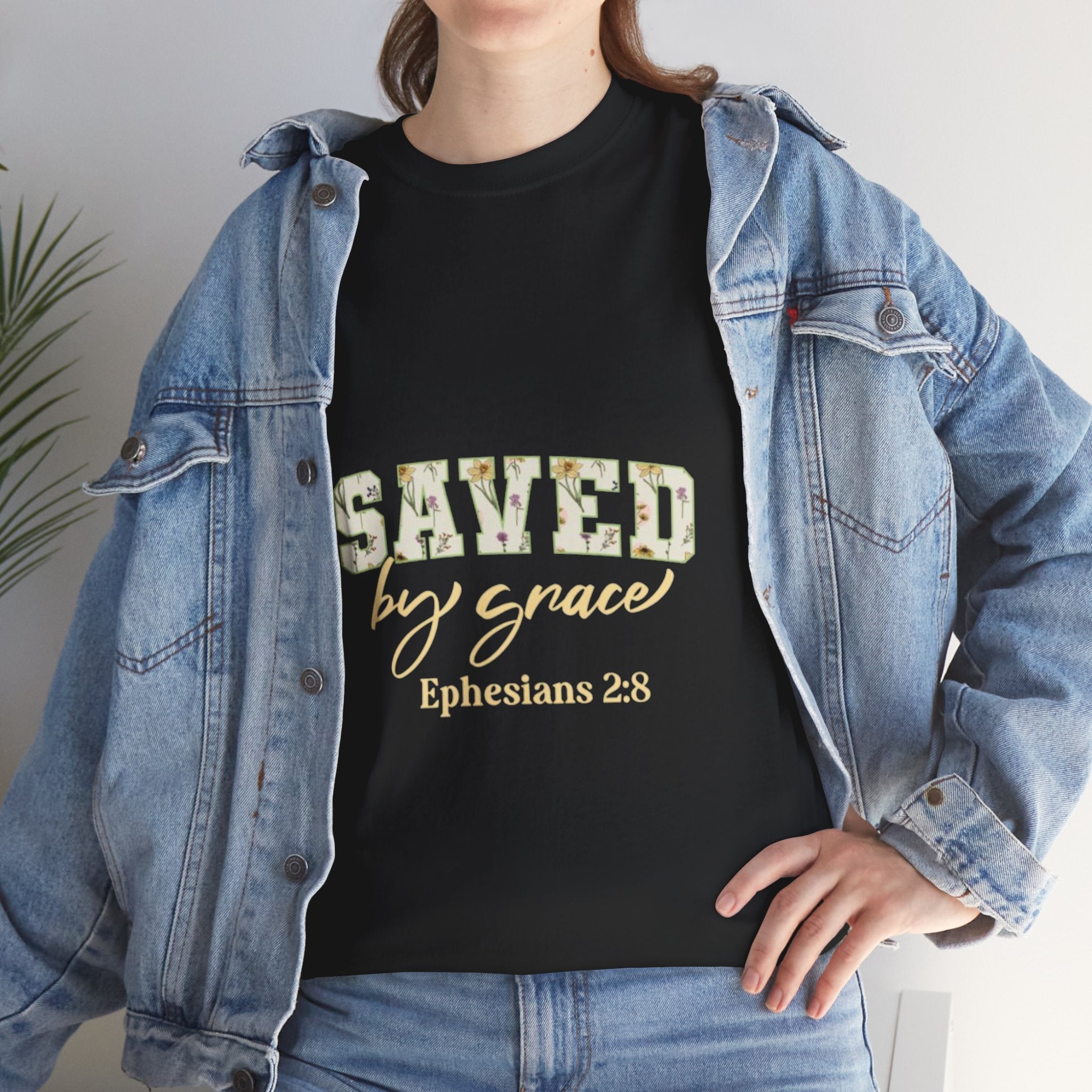 Christian Graphic  T-Shirt-  Saved by Grace Printify