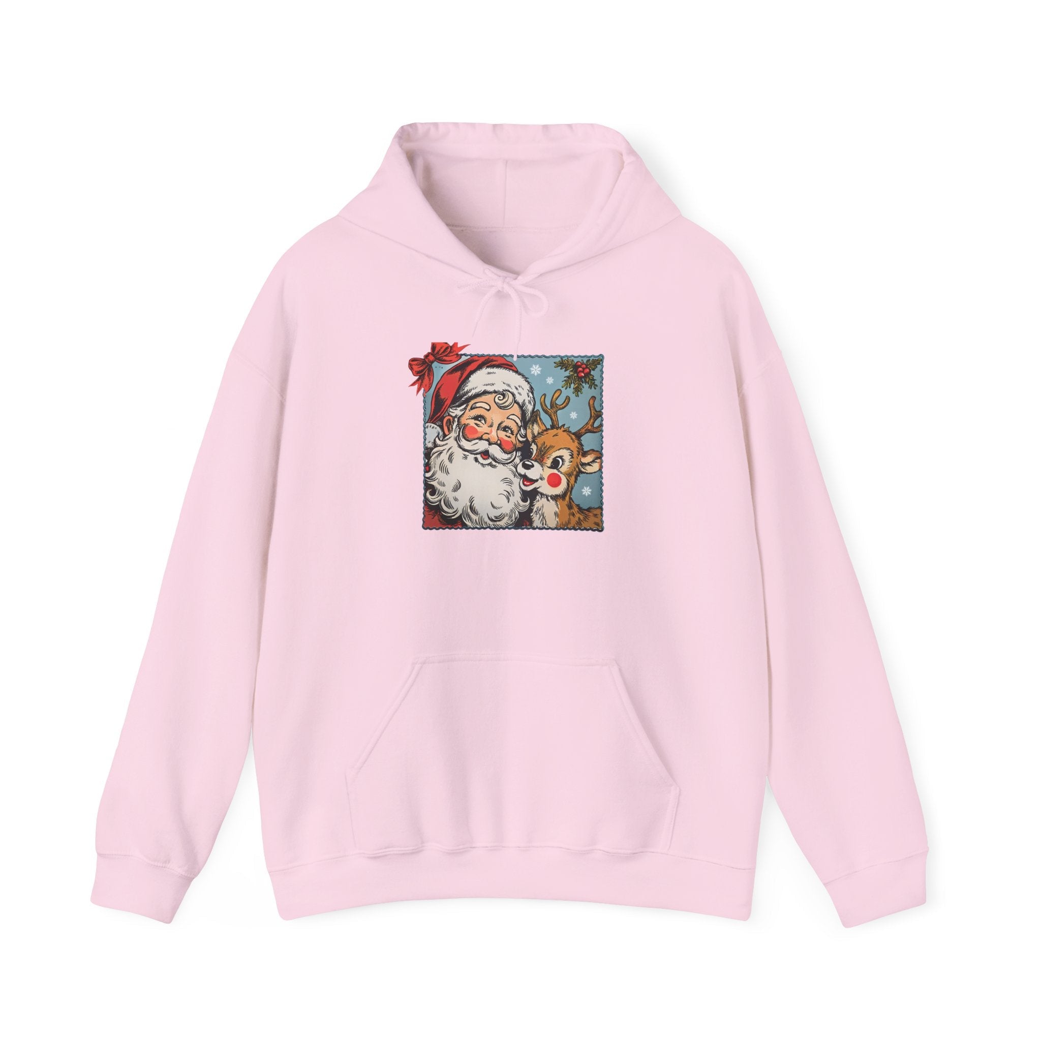 Vintage Santa & Reindeer Christmas Hoodie Printify