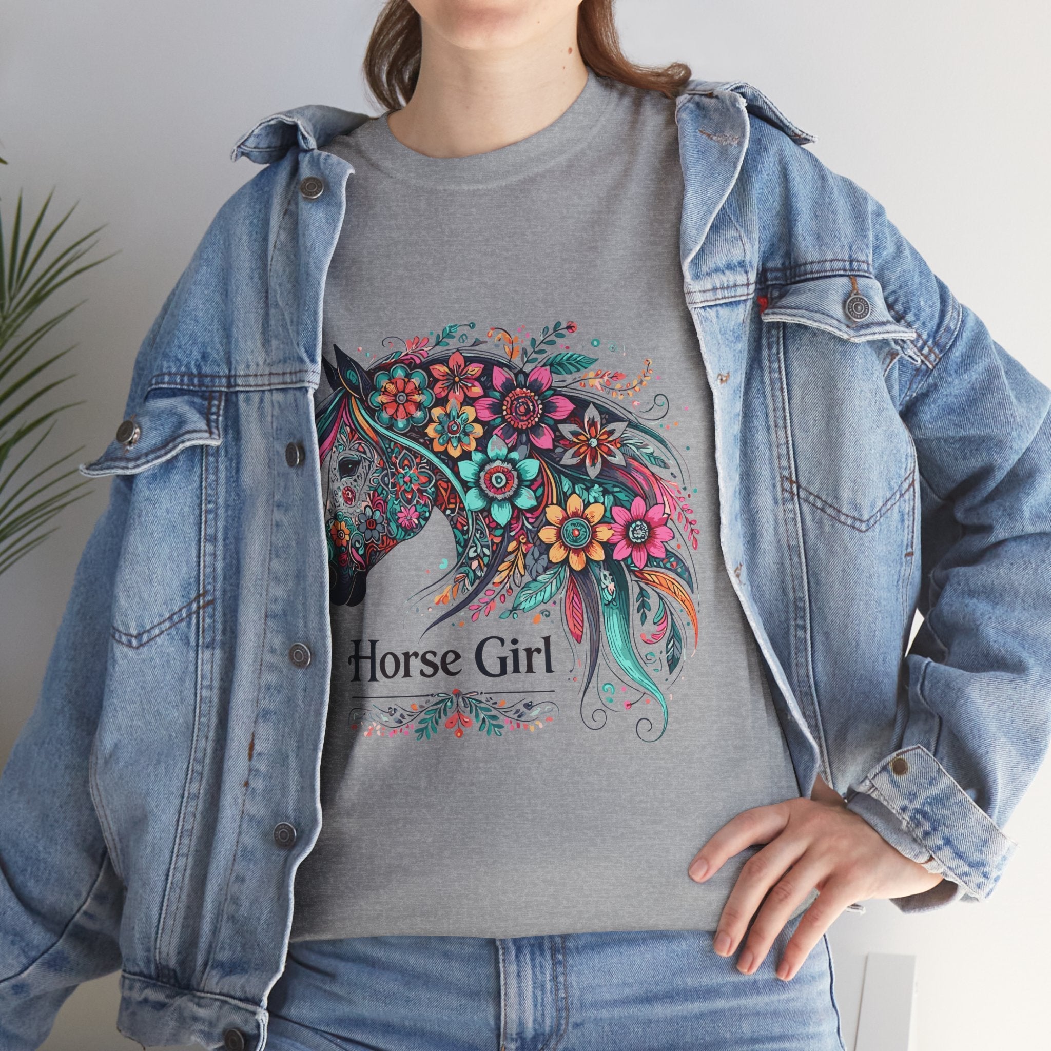 Floral Horse Lover Boho Style T-Shirt Printify