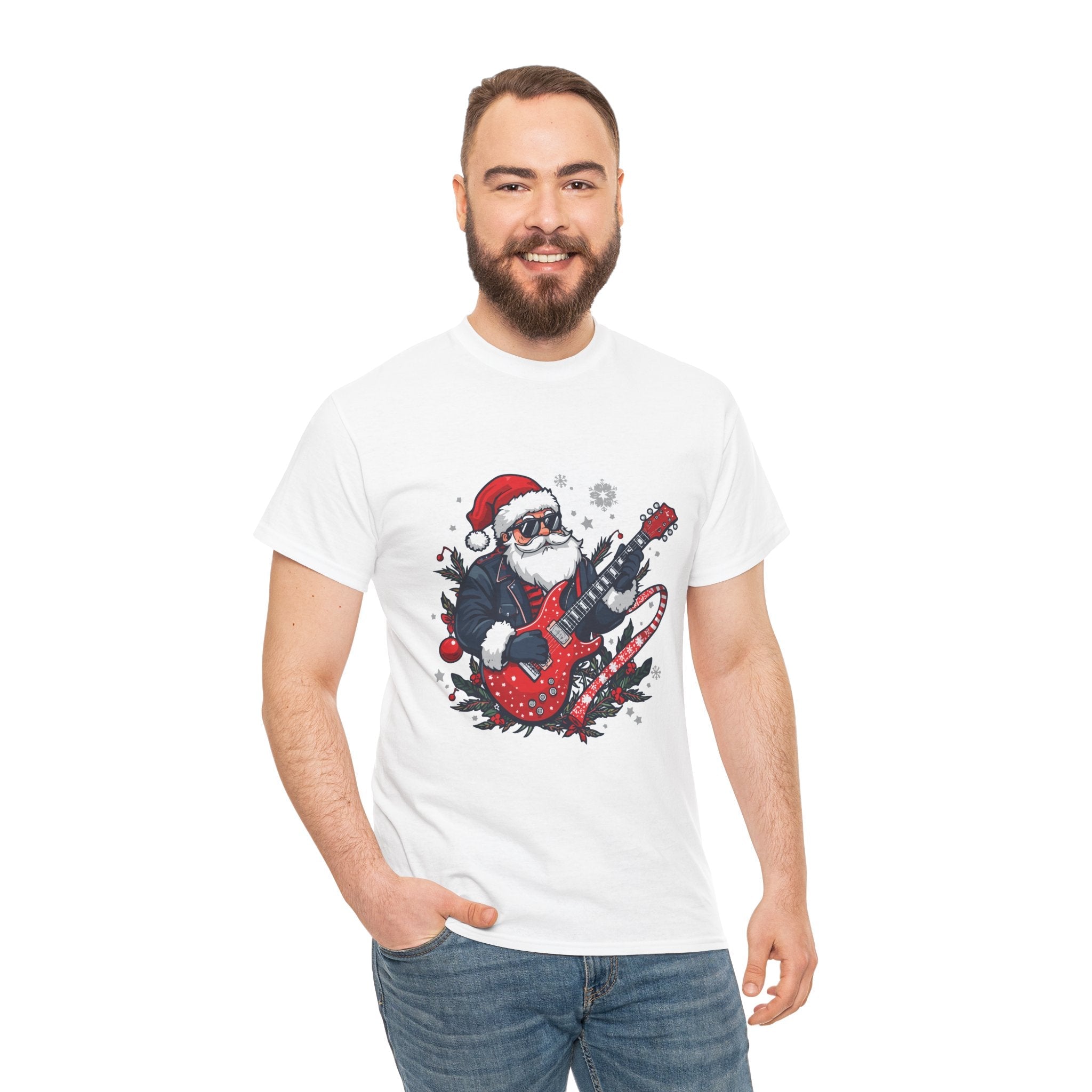 Rockin' Santa Music Graphic T-Shirt Printify