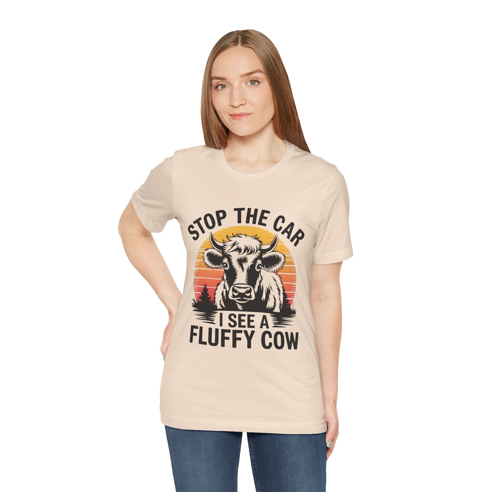 Stop The Car I See a Fluffy Cow Graphic T-shirt Printify