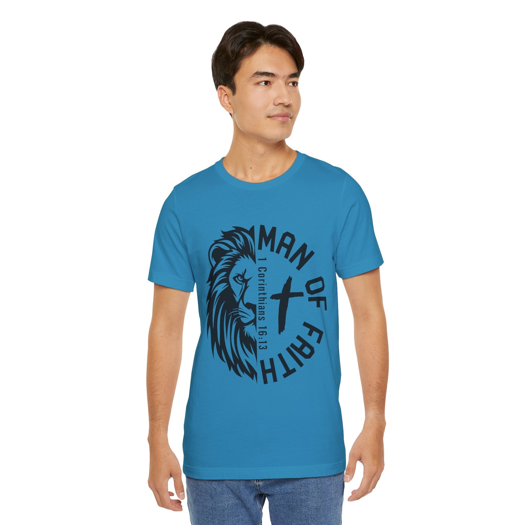 Man of Faith Lion Graphic T-Shirt Printify