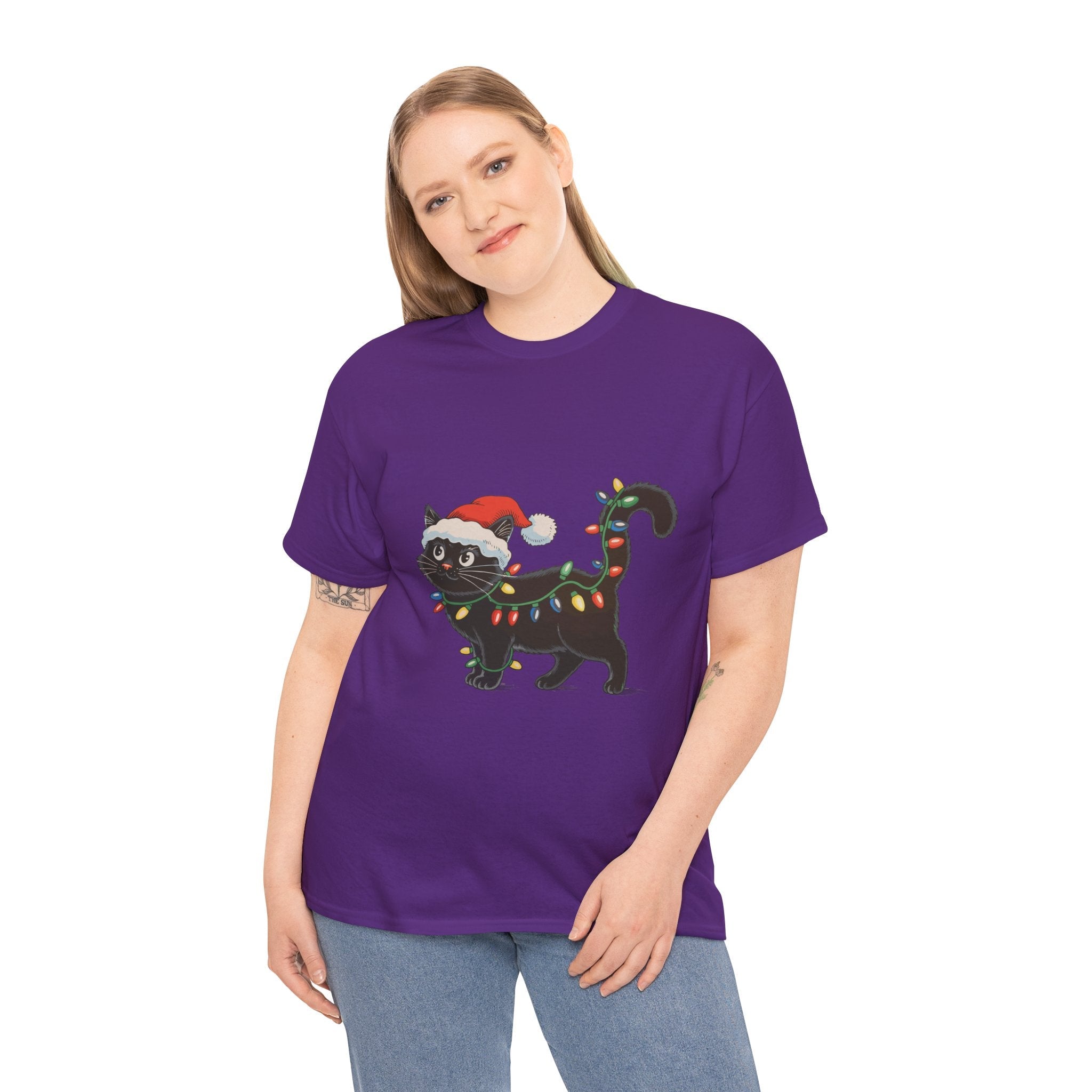 Festive Cat Christmas T-Shirt Printify