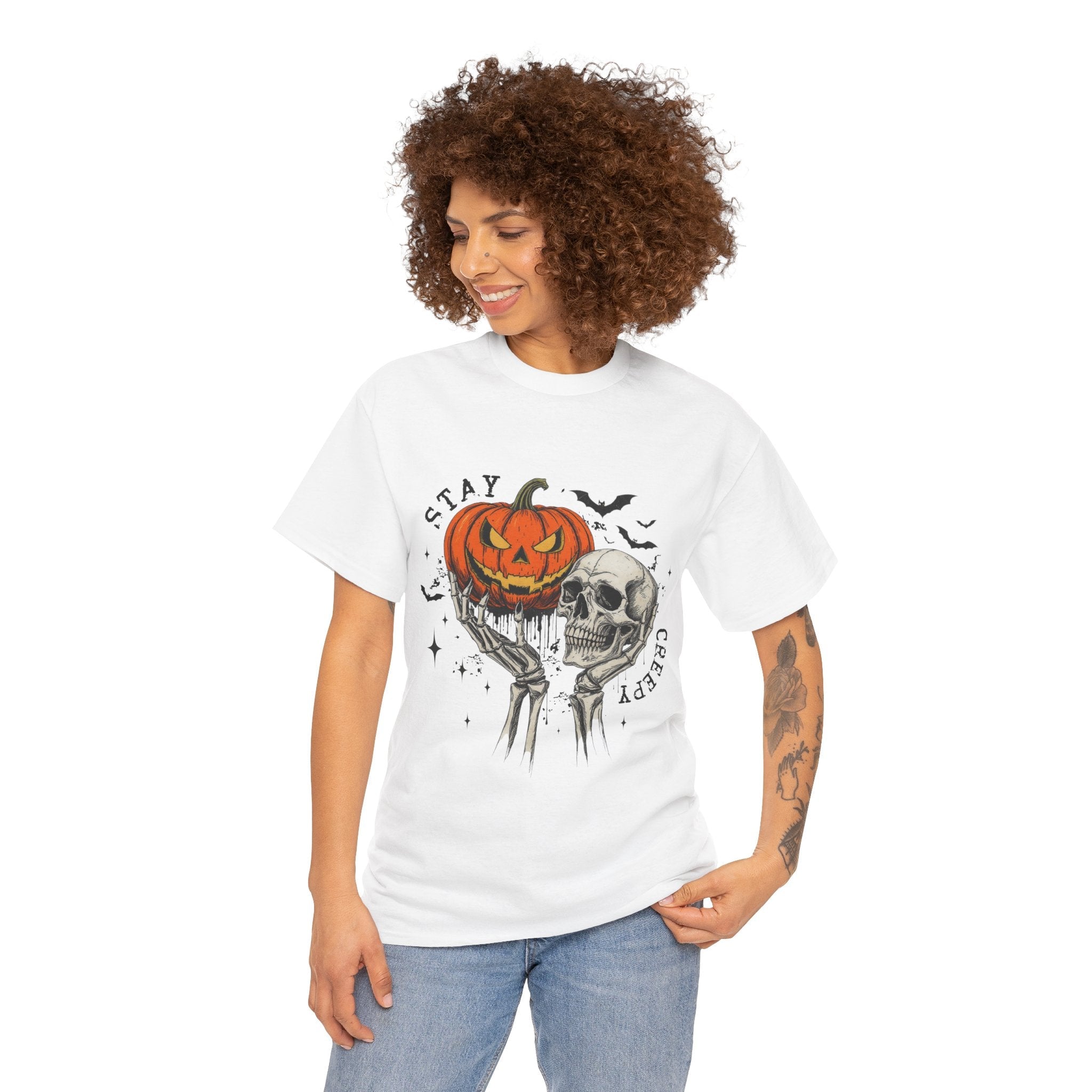 Halloween Skull  Stay Creepy Halloween T- Shirt Printify