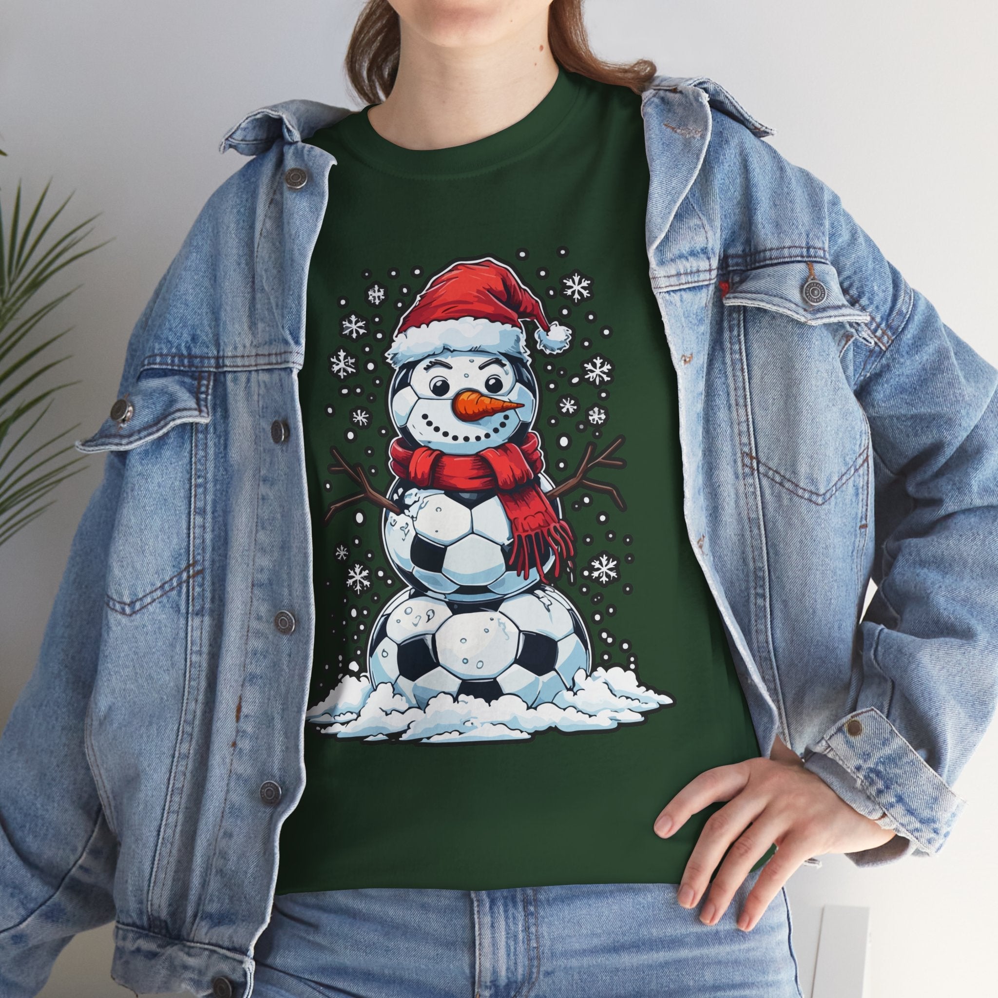 Christmas Snowman Soccer T-Shirt Printify