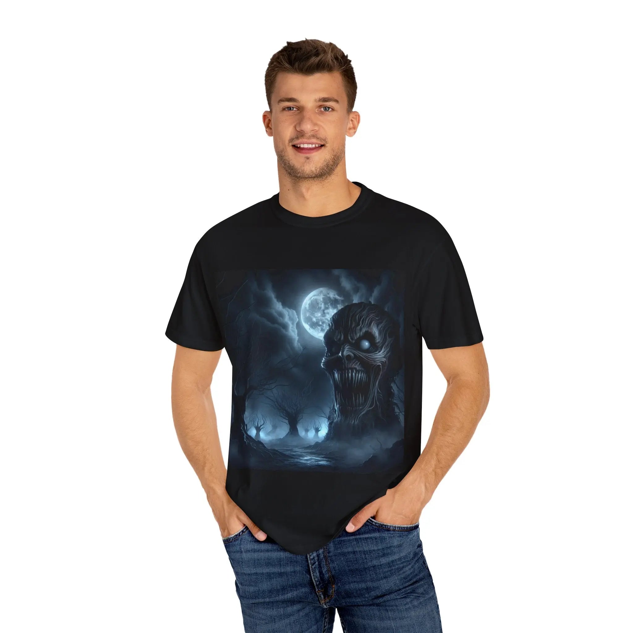 Horror Face Unisex Black T-Shirt Printify