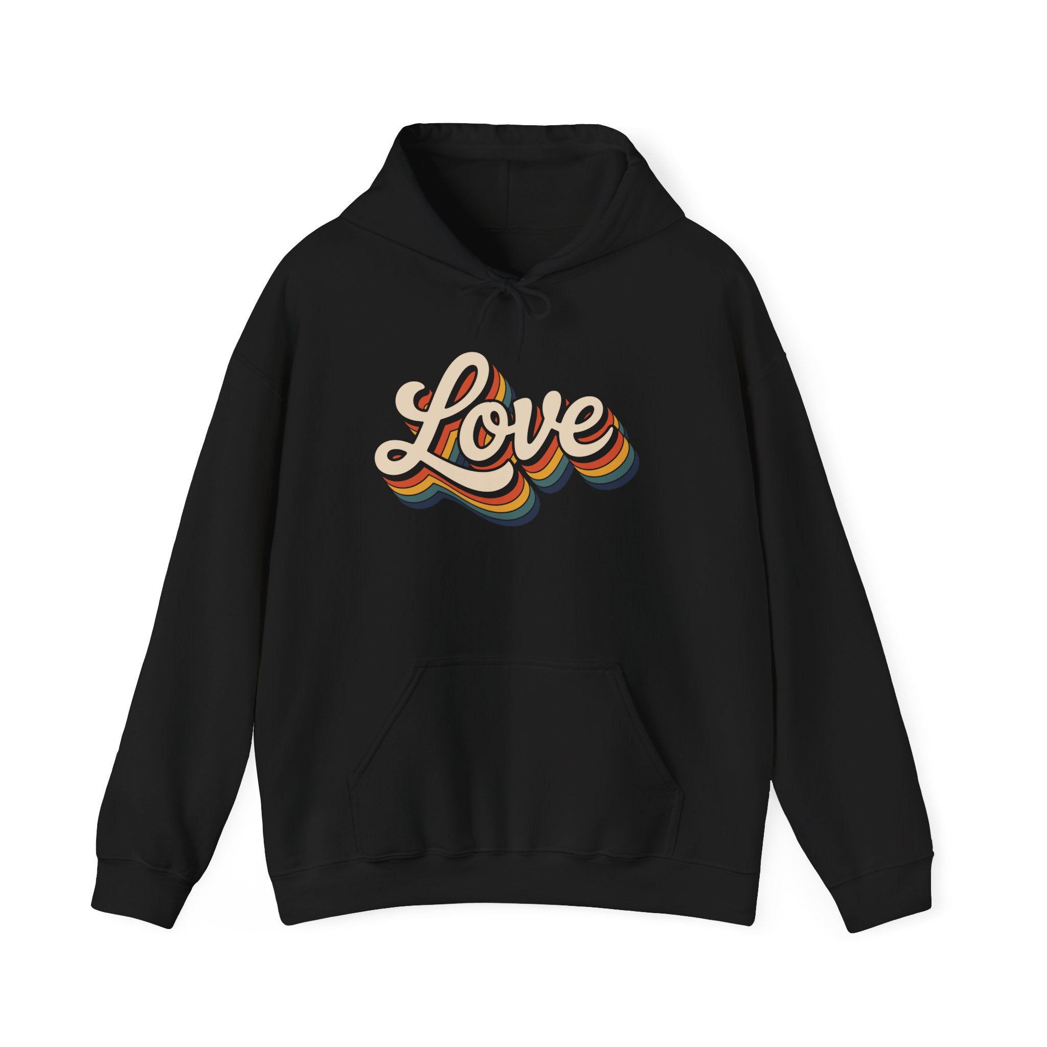 Vintage Love Retro Rainbow Hoodie Printify