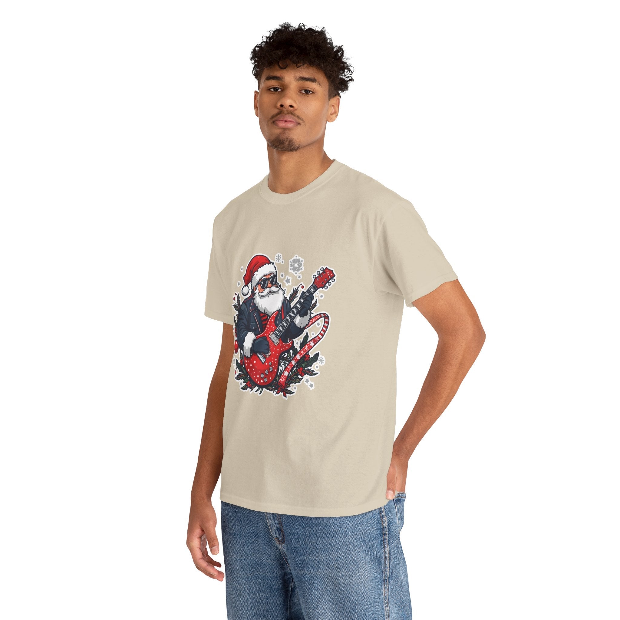 Rockin' Santa Music Graphic T-Shirt Printify