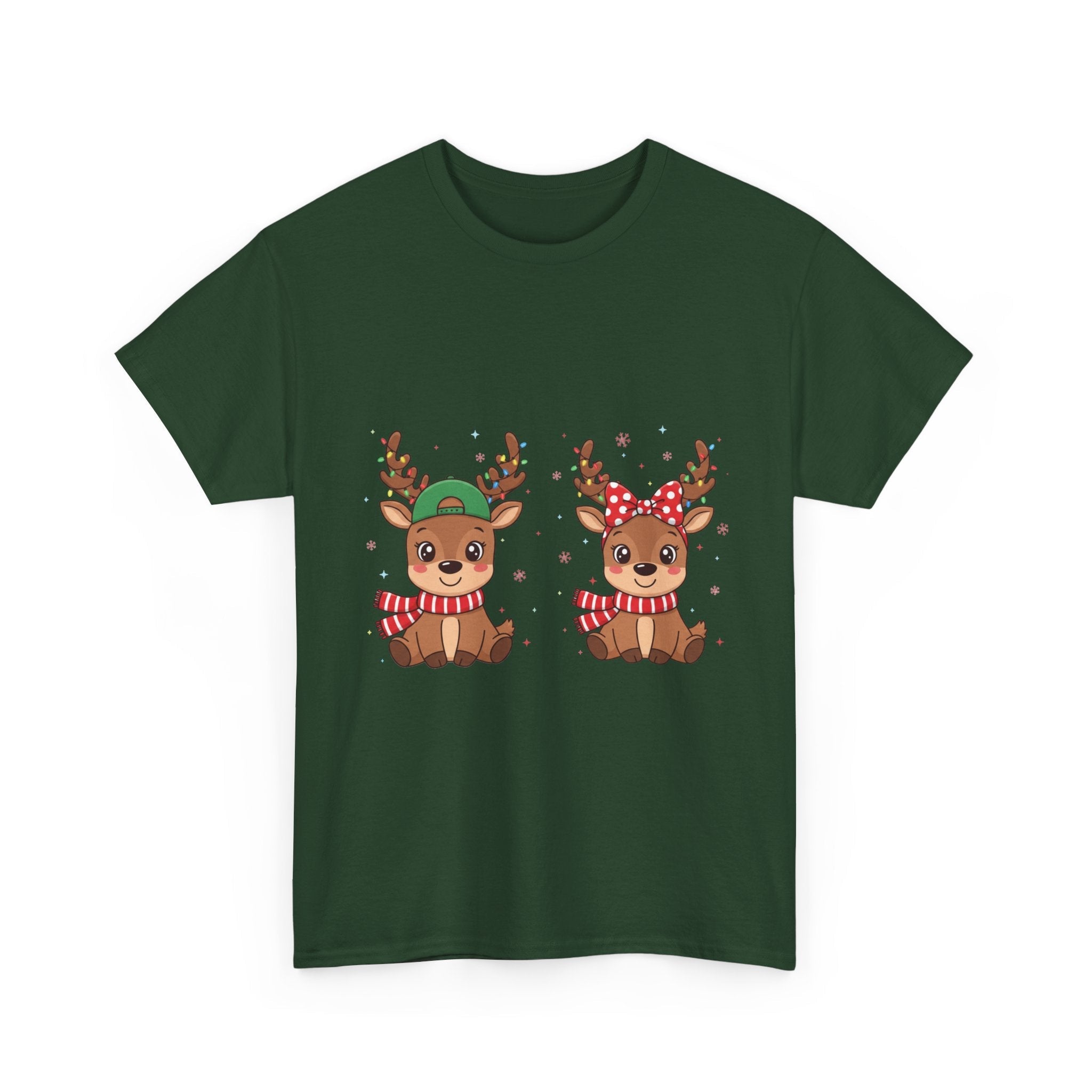 Festive Reindeer Christmas T- Shirt Printify
