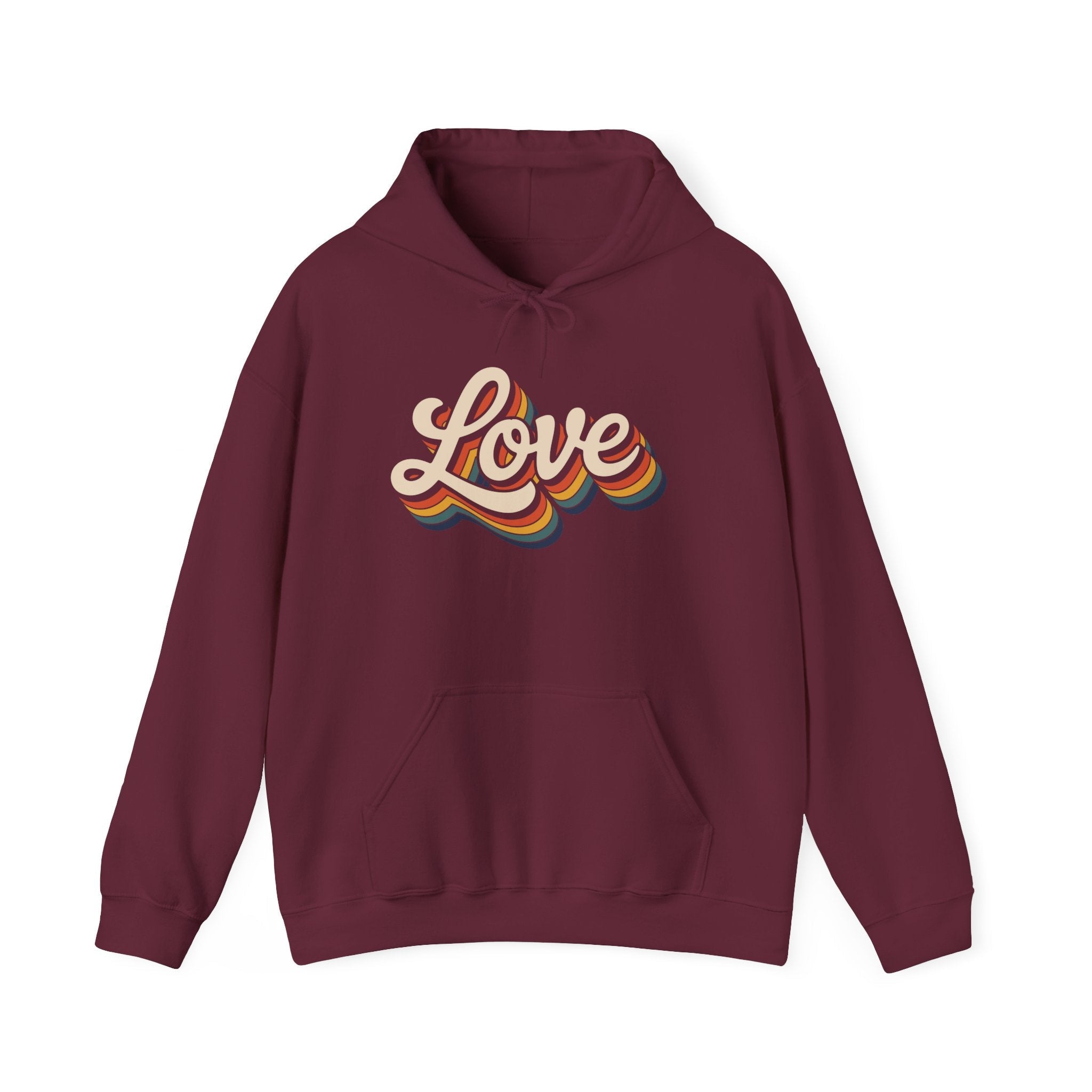 Vintage Love Retro Rainbow Hoodie Printify