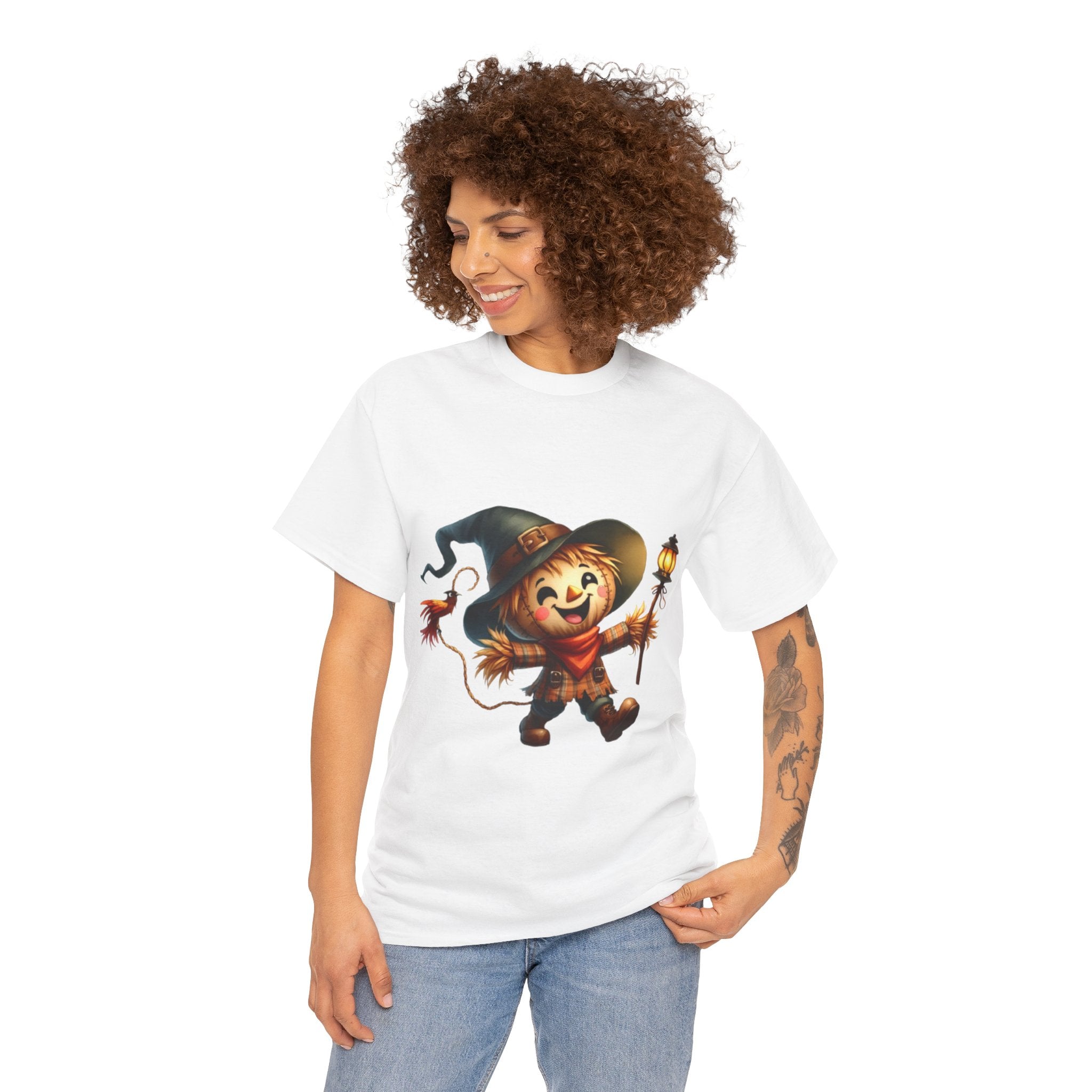 Whimsical Scarecrow Unisex Halloween T- Shirt Printify