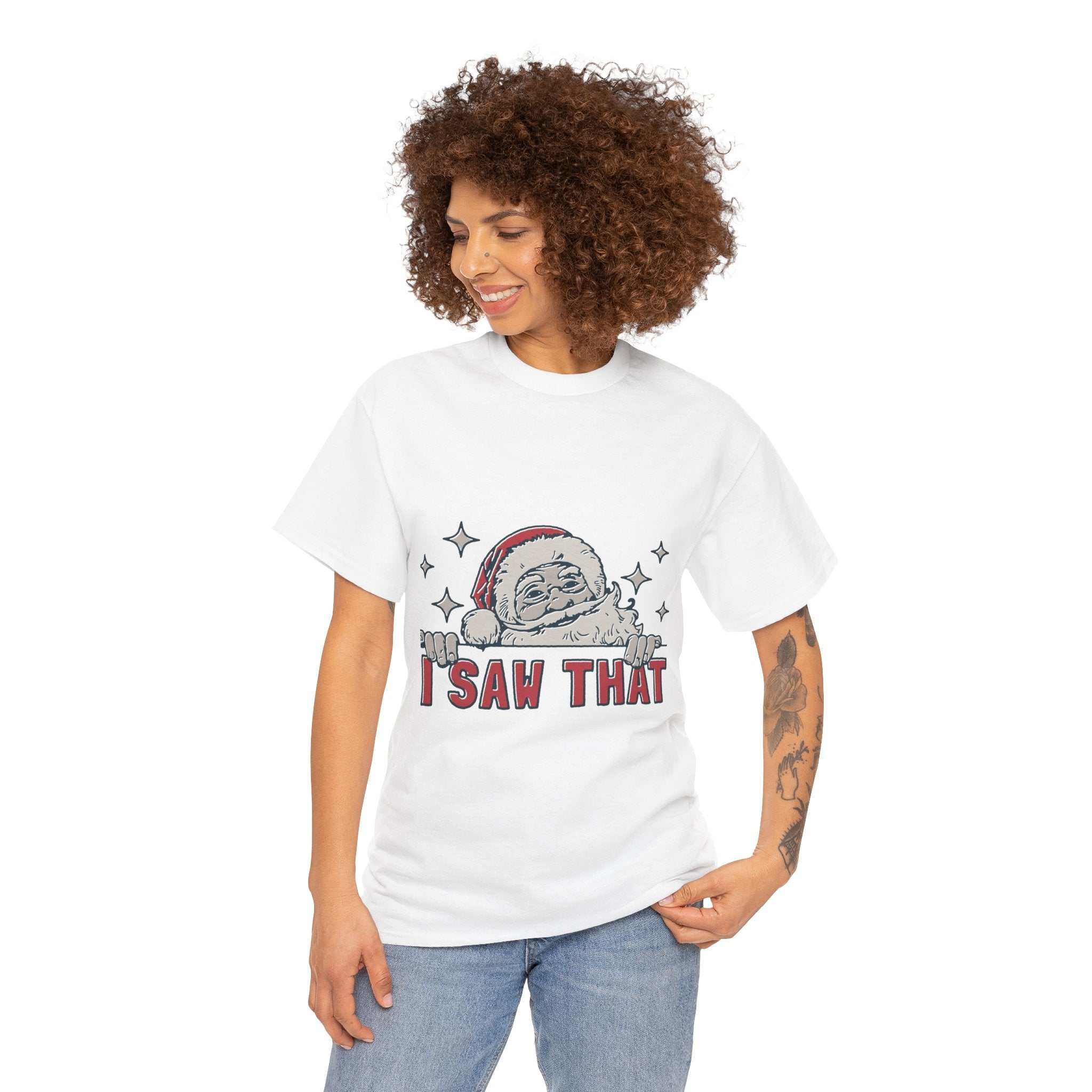 Santa's Watchful Unisex Christmas T-Shirt Printify