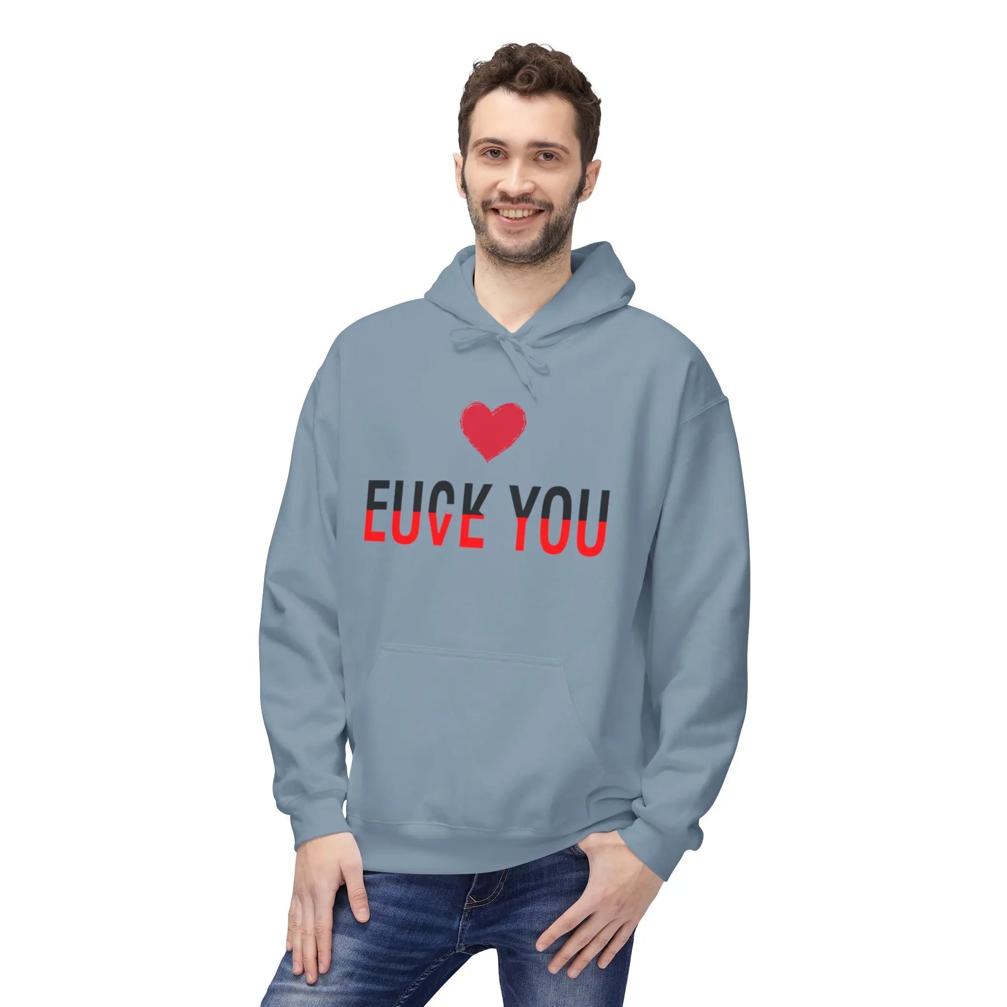 Love You Fuck You Unisex Softstyle Hoodie Printify