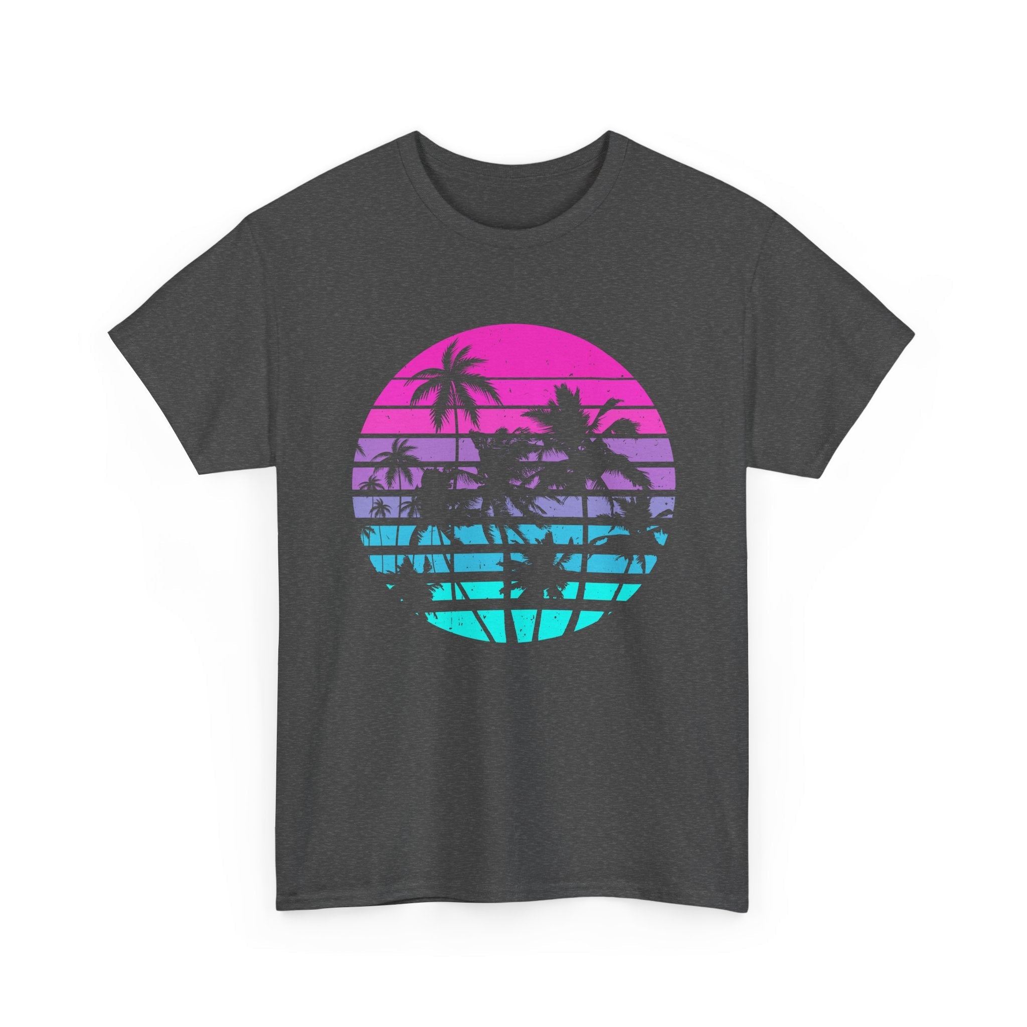 Sunset Palm 80s Retro Graphic T- Shirt Printify