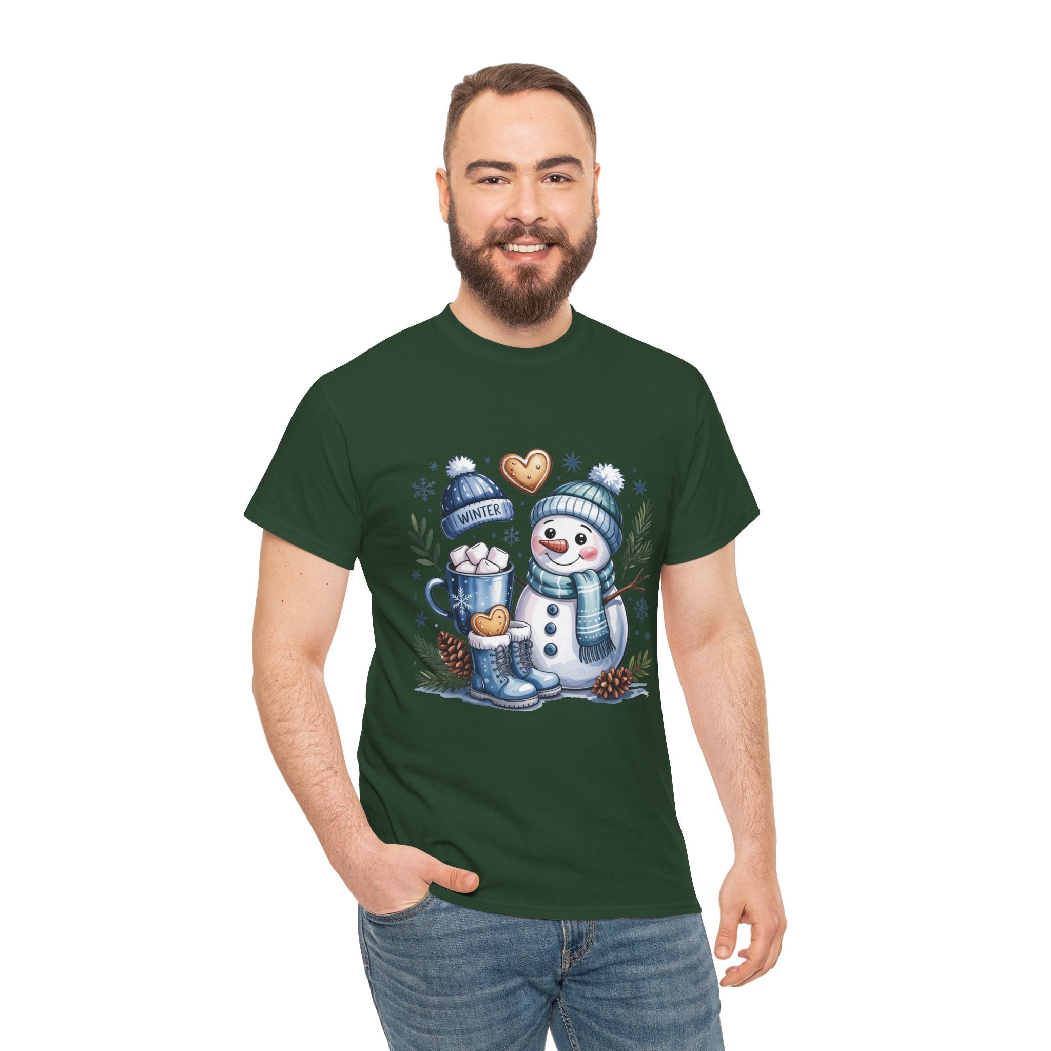 Winter Snowman Unisex Graphic T- Shirt Printify