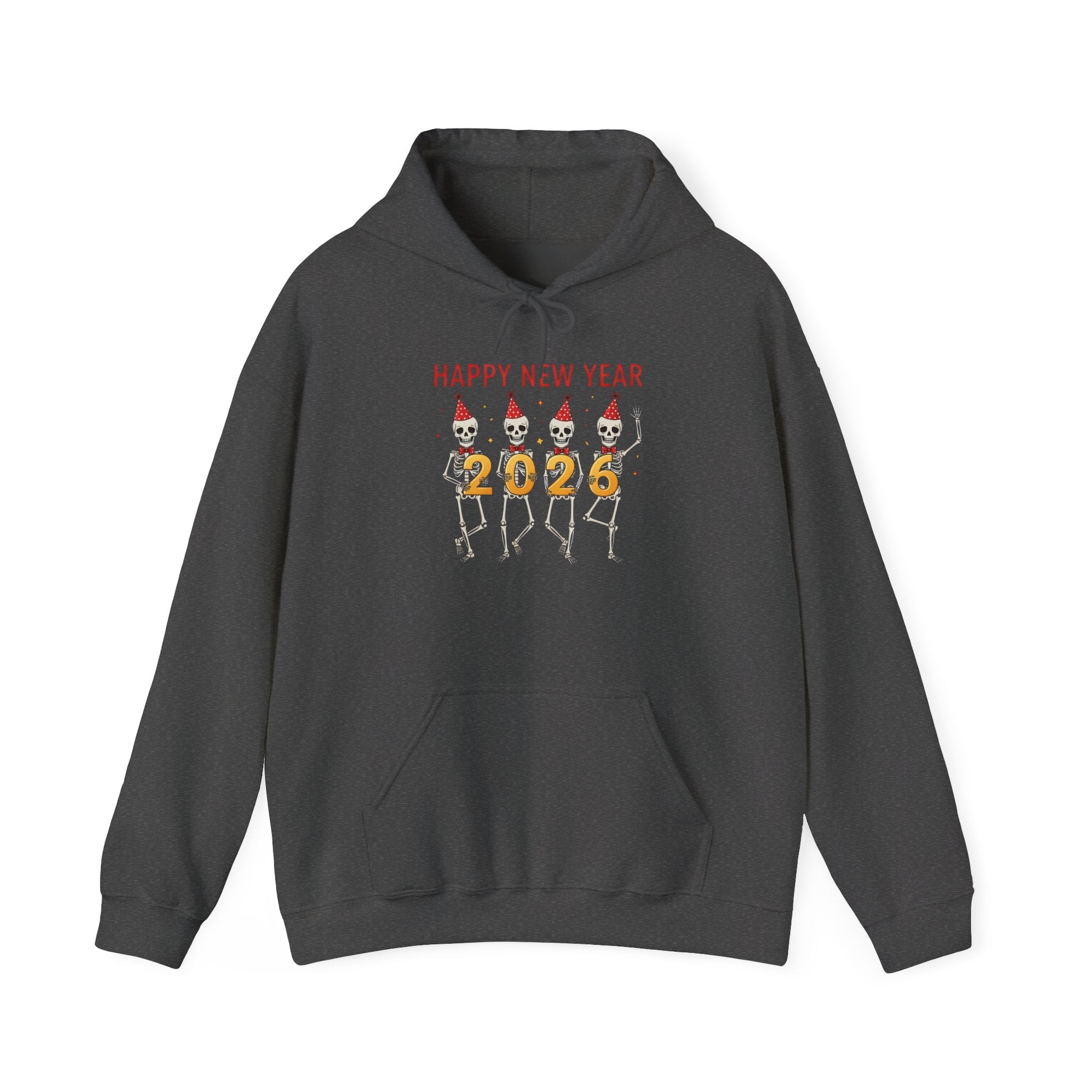Happy New Year 2026 Dancing Skeletons Hoodie Printify
