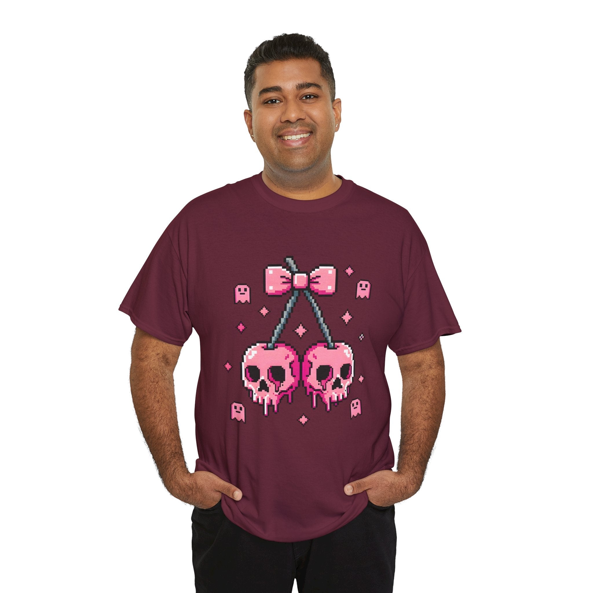 Pixel Skull Cherries Skeleton T- Shirt Printify