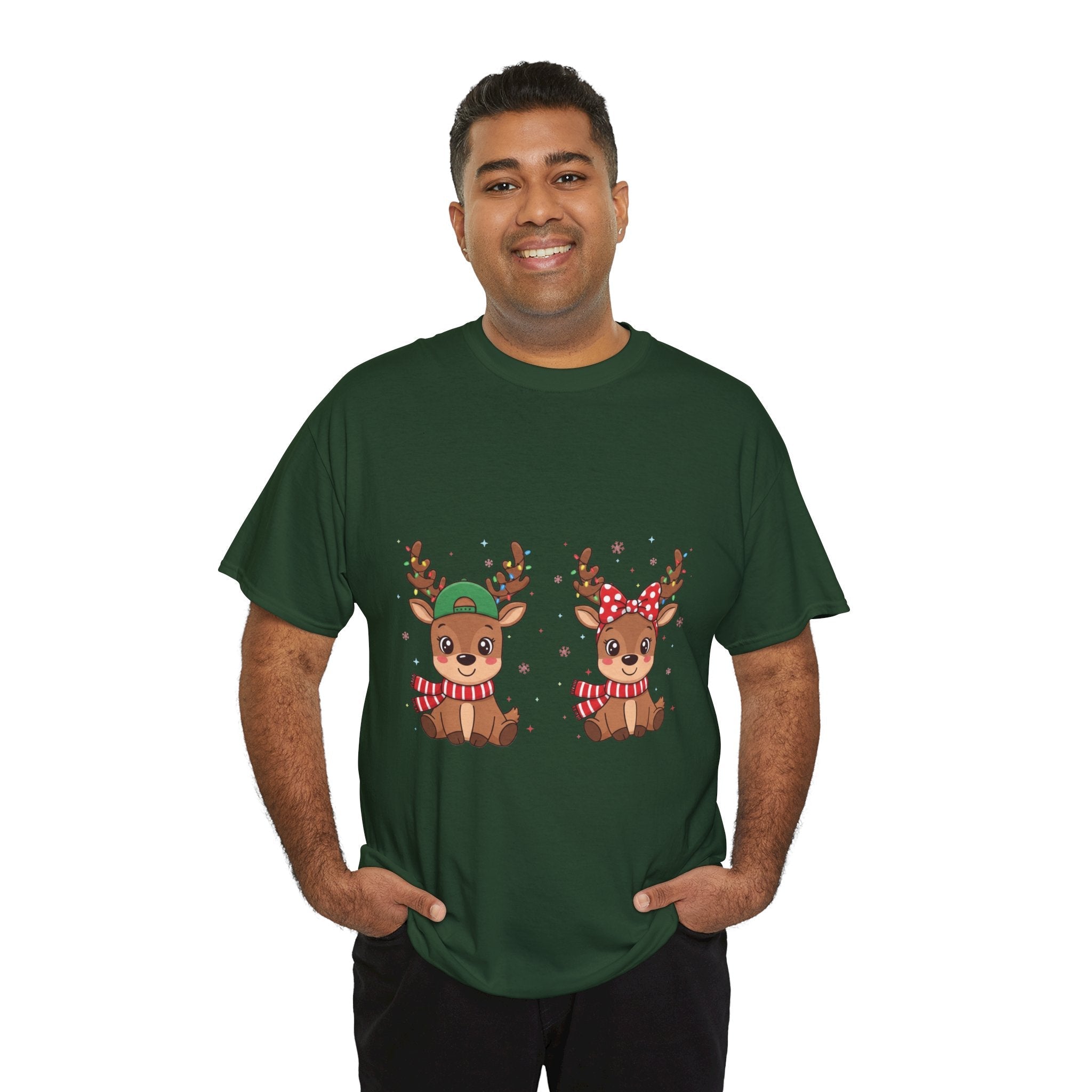 Festive Reindeer Christmas T- Shirt Printify