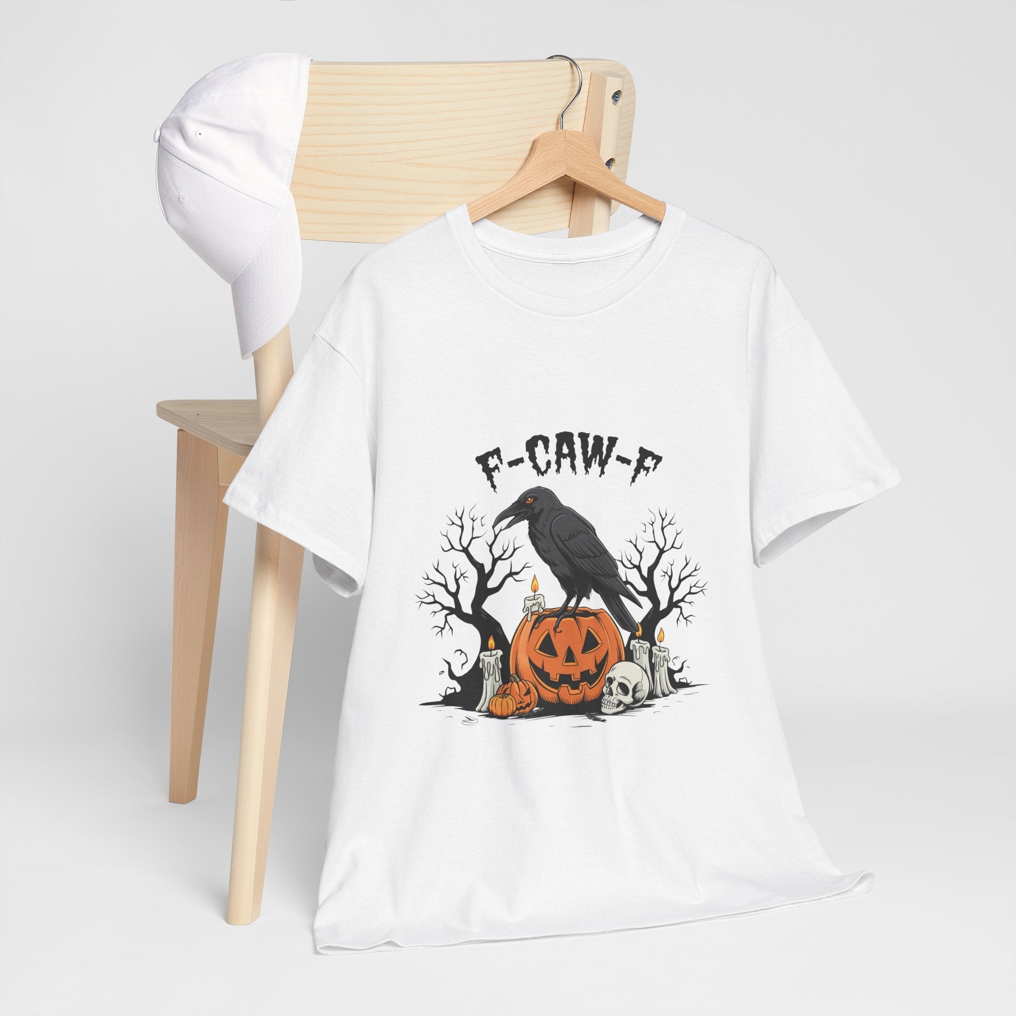 Crow on Skull with Bare Branches and Tex Graphic T-Shirt Printify