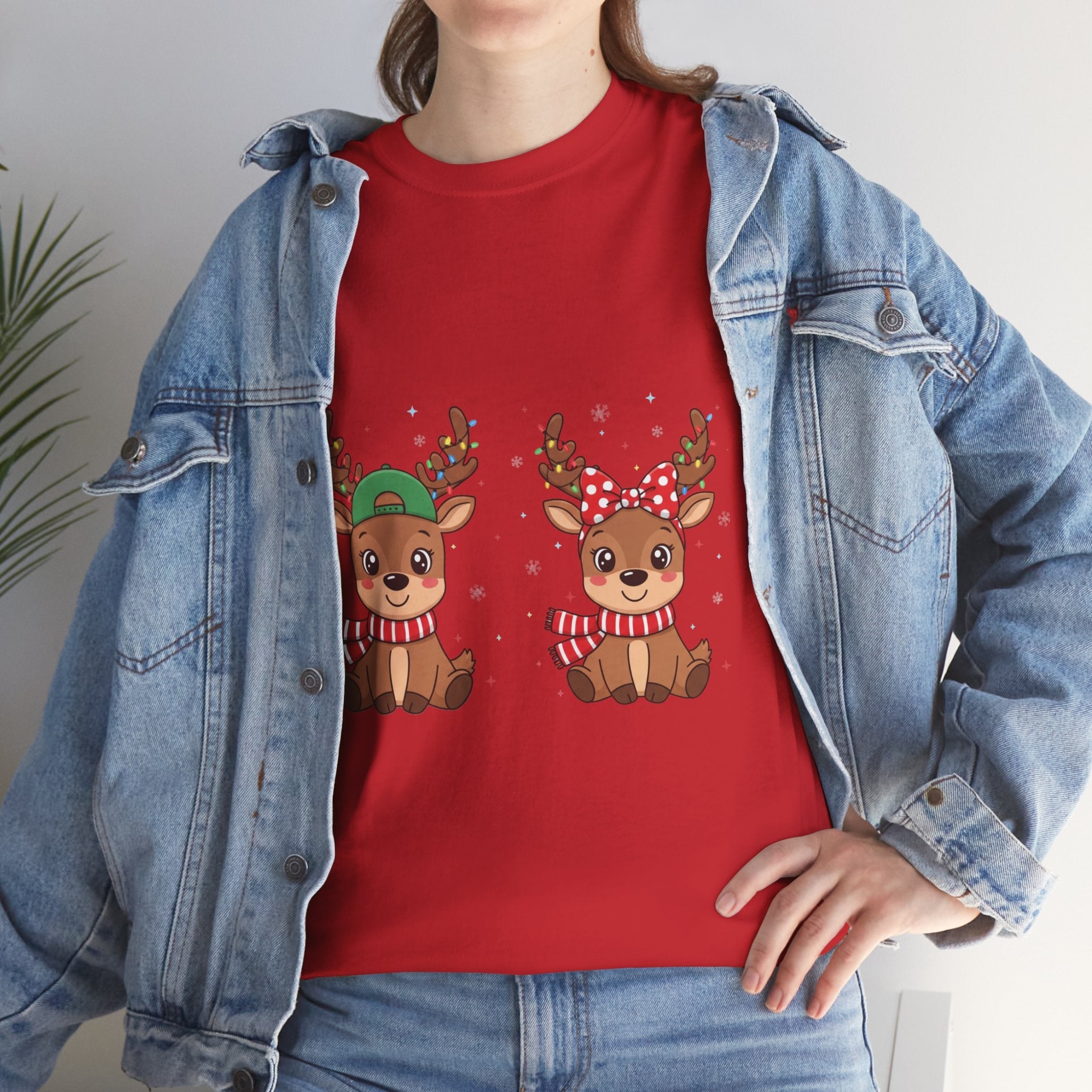 Festive Reindeer Christmas T- Shirt Printify