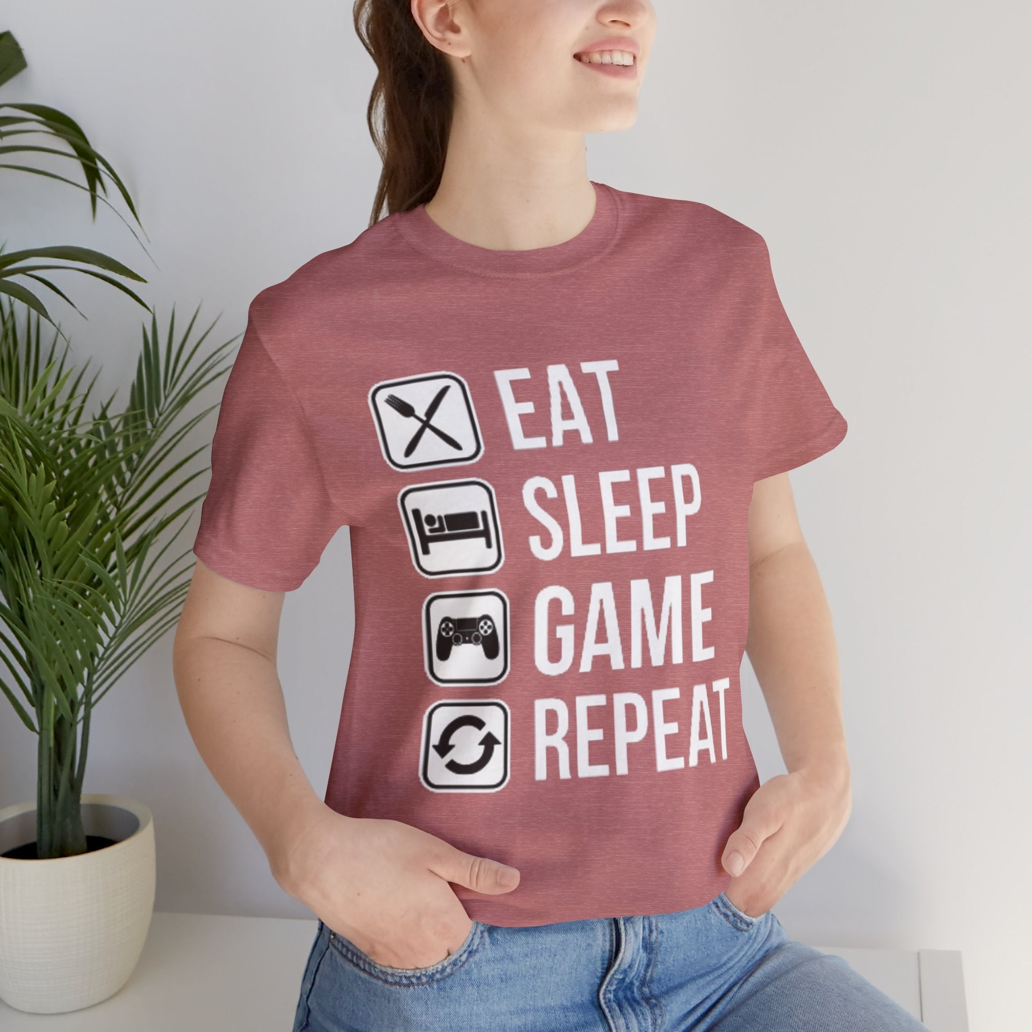 Eat, Sleep, Game, Repeat, Gaming Lifestyle T-Shirt Printify