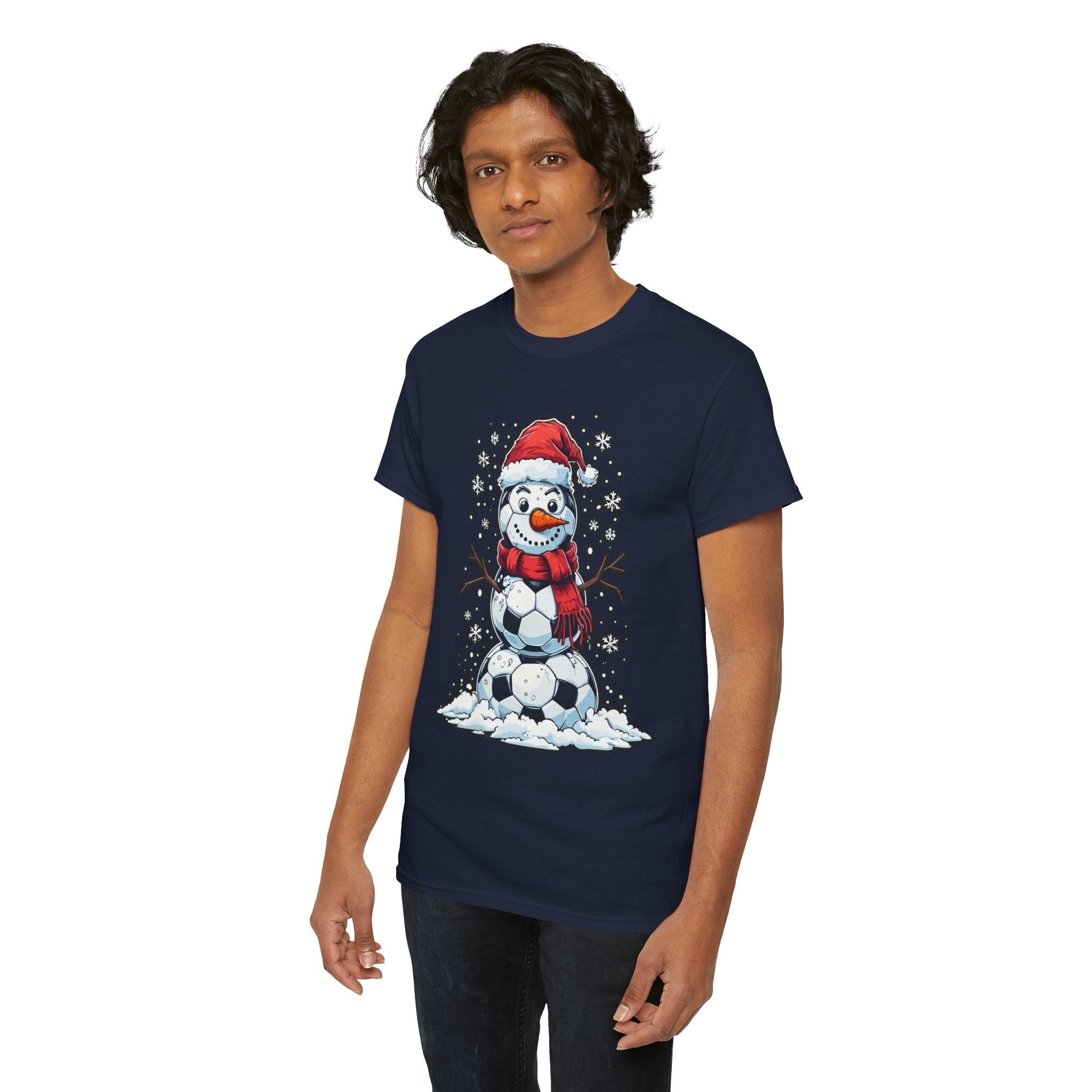 Christmas Snowman Soccer T-Shirt Printify