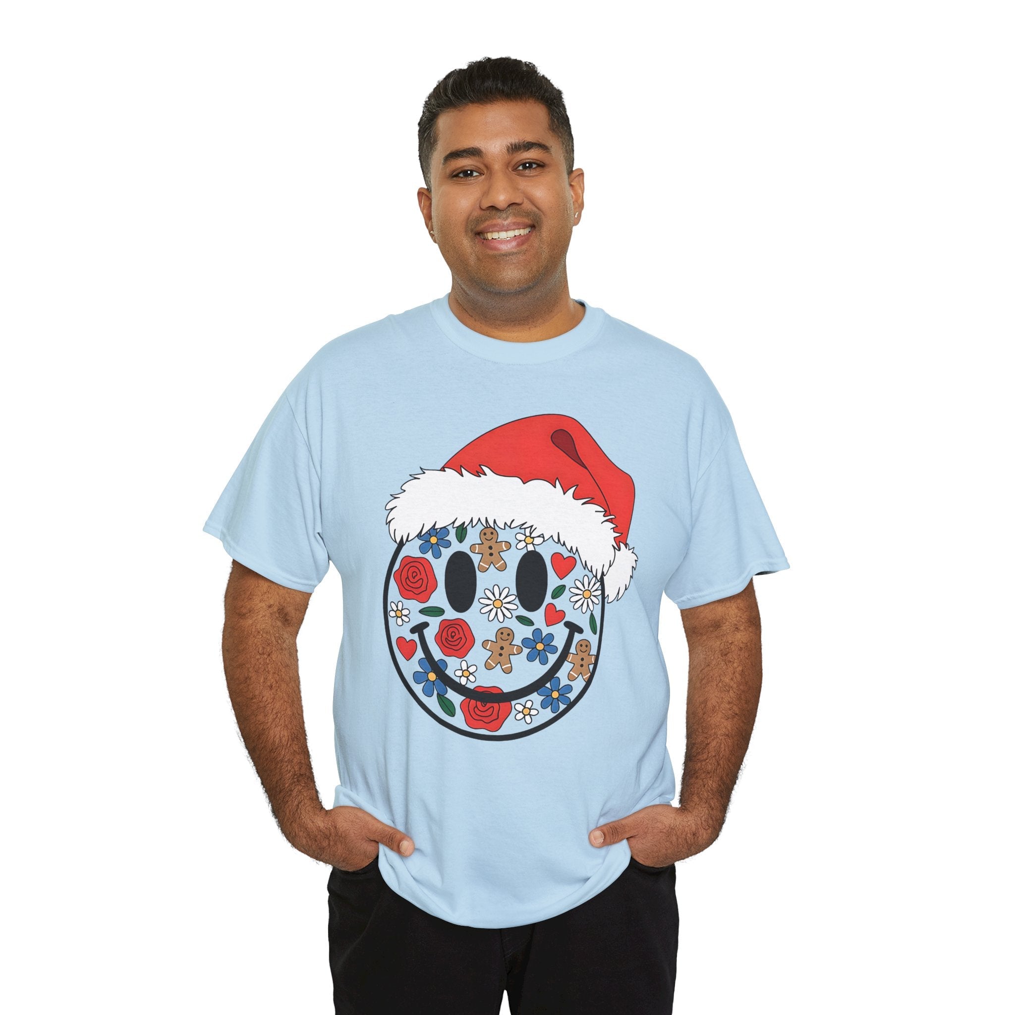 Retro Christmas Smiley Face T- Shirt Printify
