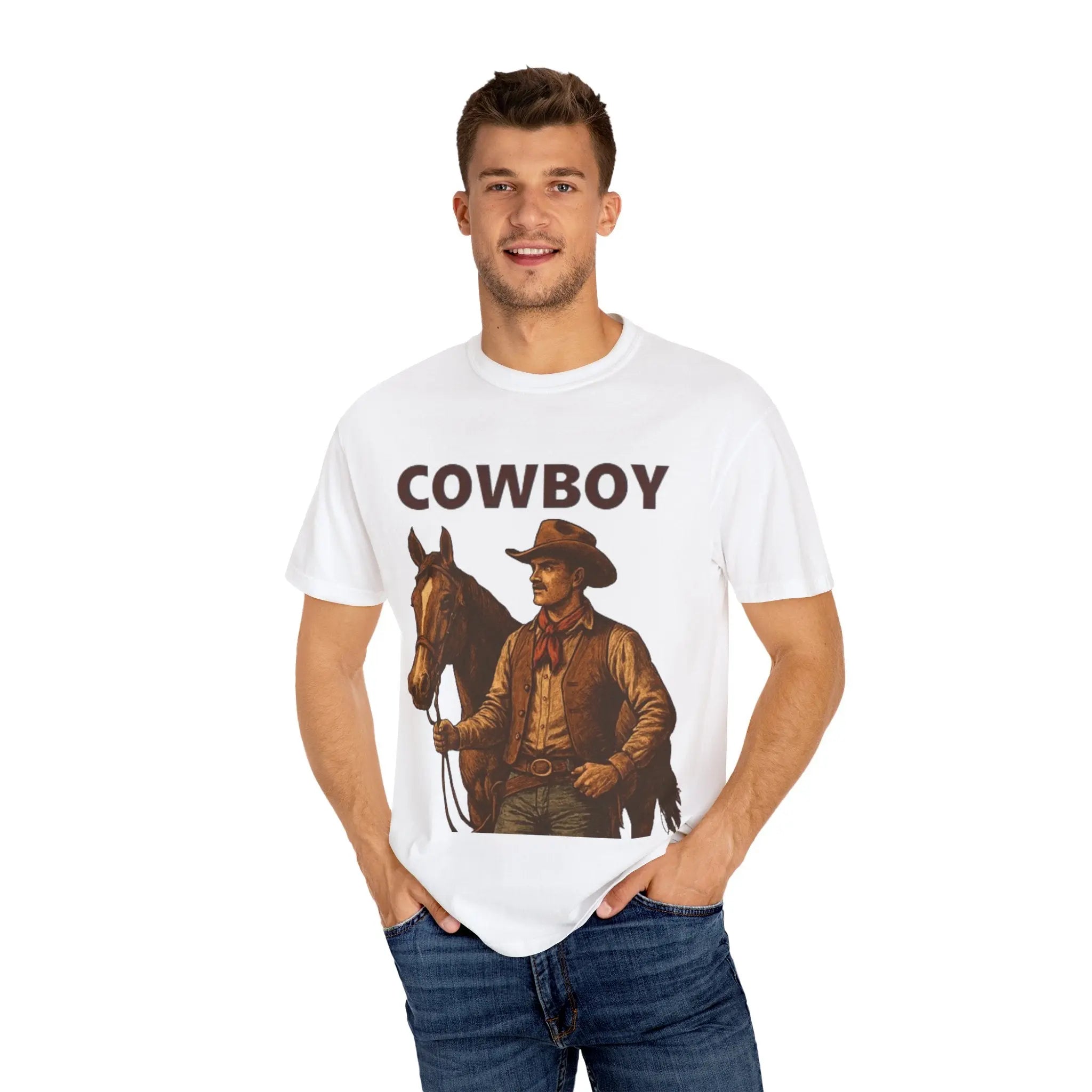 Vintage Cowboy Cotton T-Shirt Printify