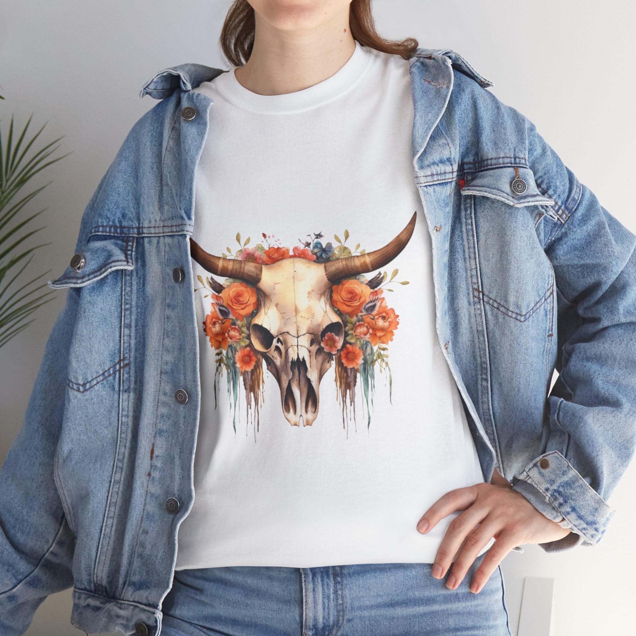 Boho Floral Skull Unisex T-Shirt Printify