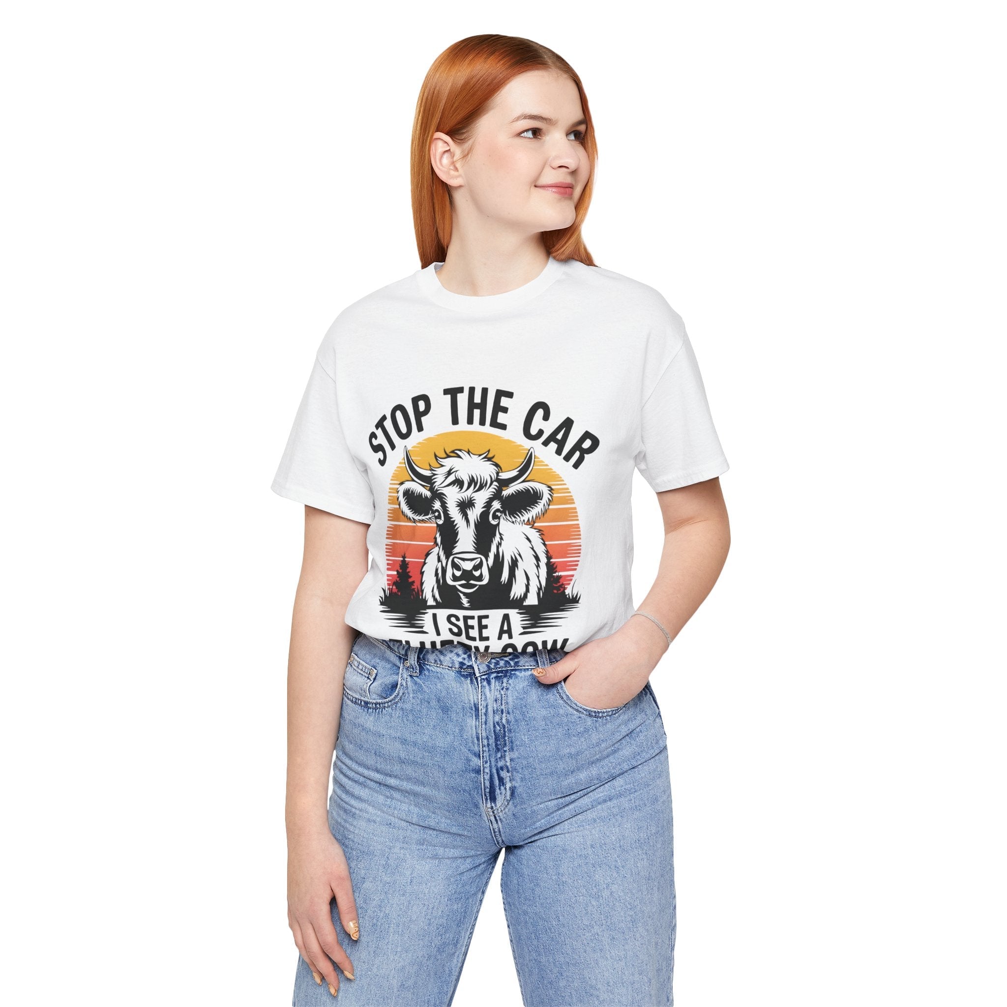 Stop The Car I See a Fluffy Cow Graphic T-shirt Printify