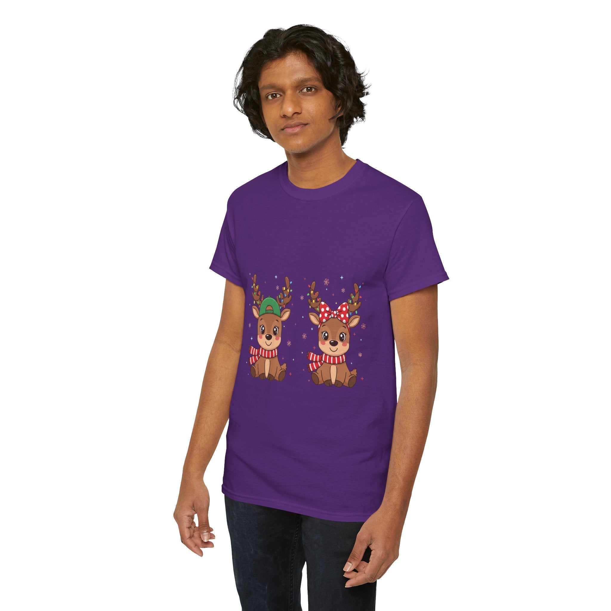 Festive Reindeer Christmas T- Shirt Printify