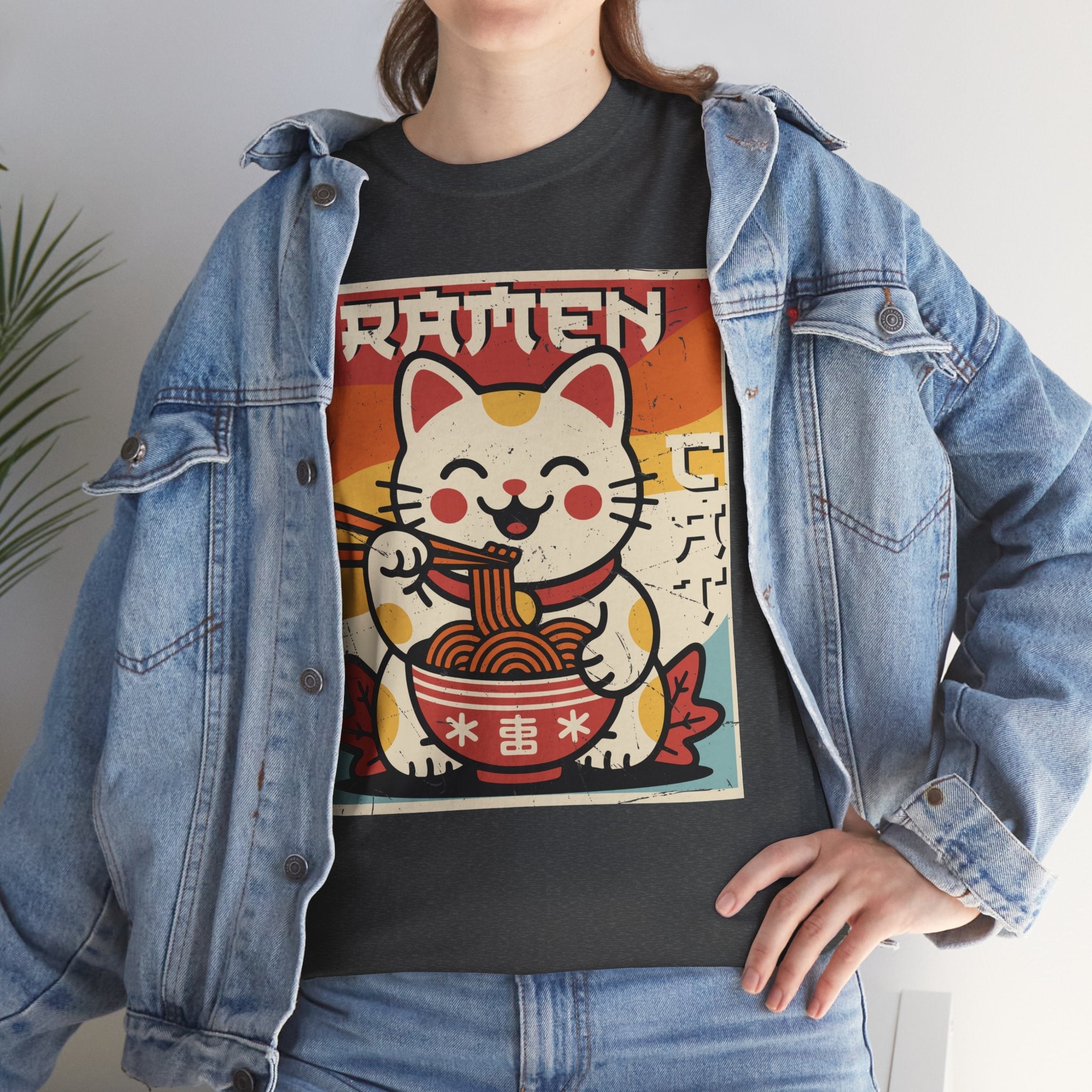 Cute Ramen Cat Vintage T- Shirt Printify