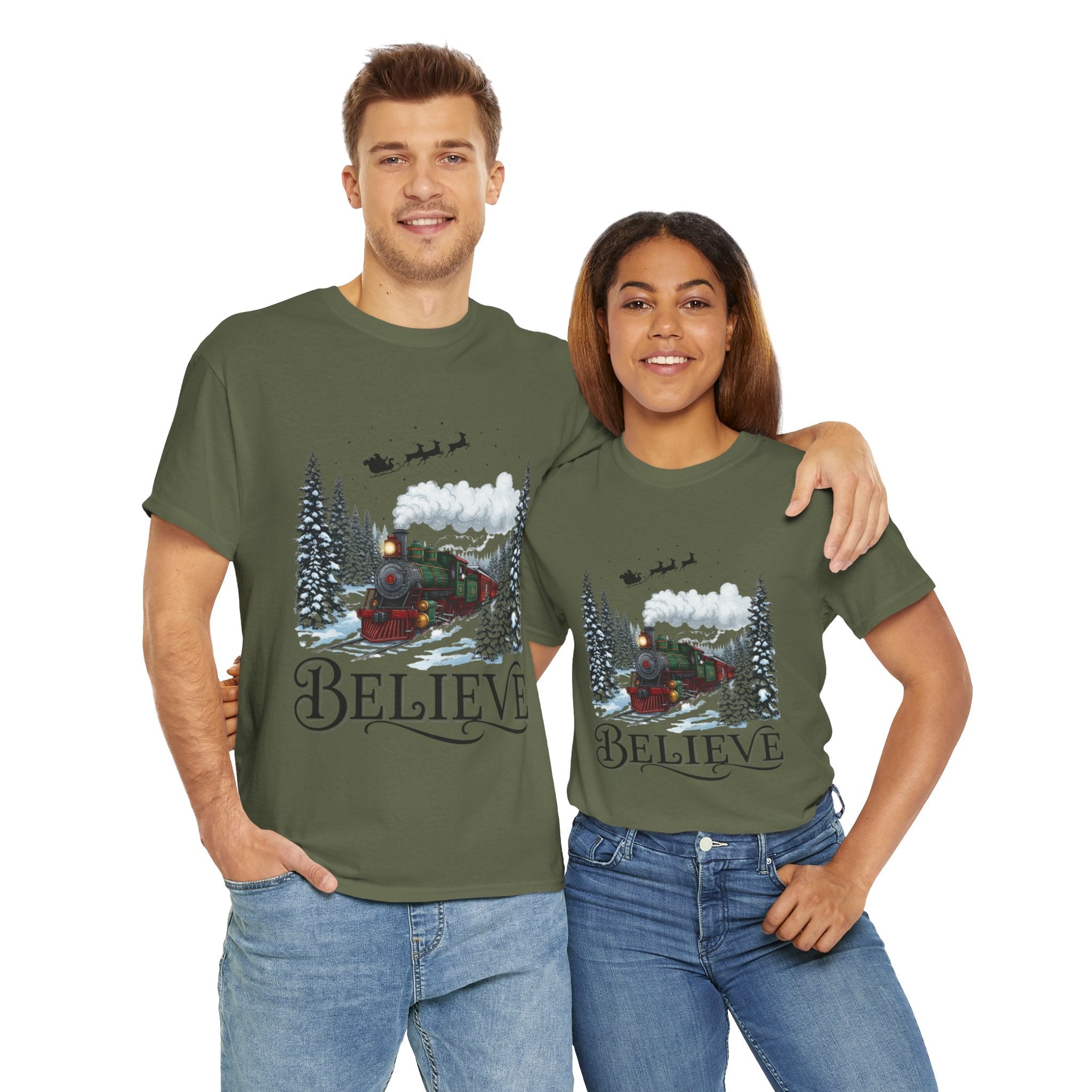 Christmas Train 'Believe' Unisex T- Shirt Printify