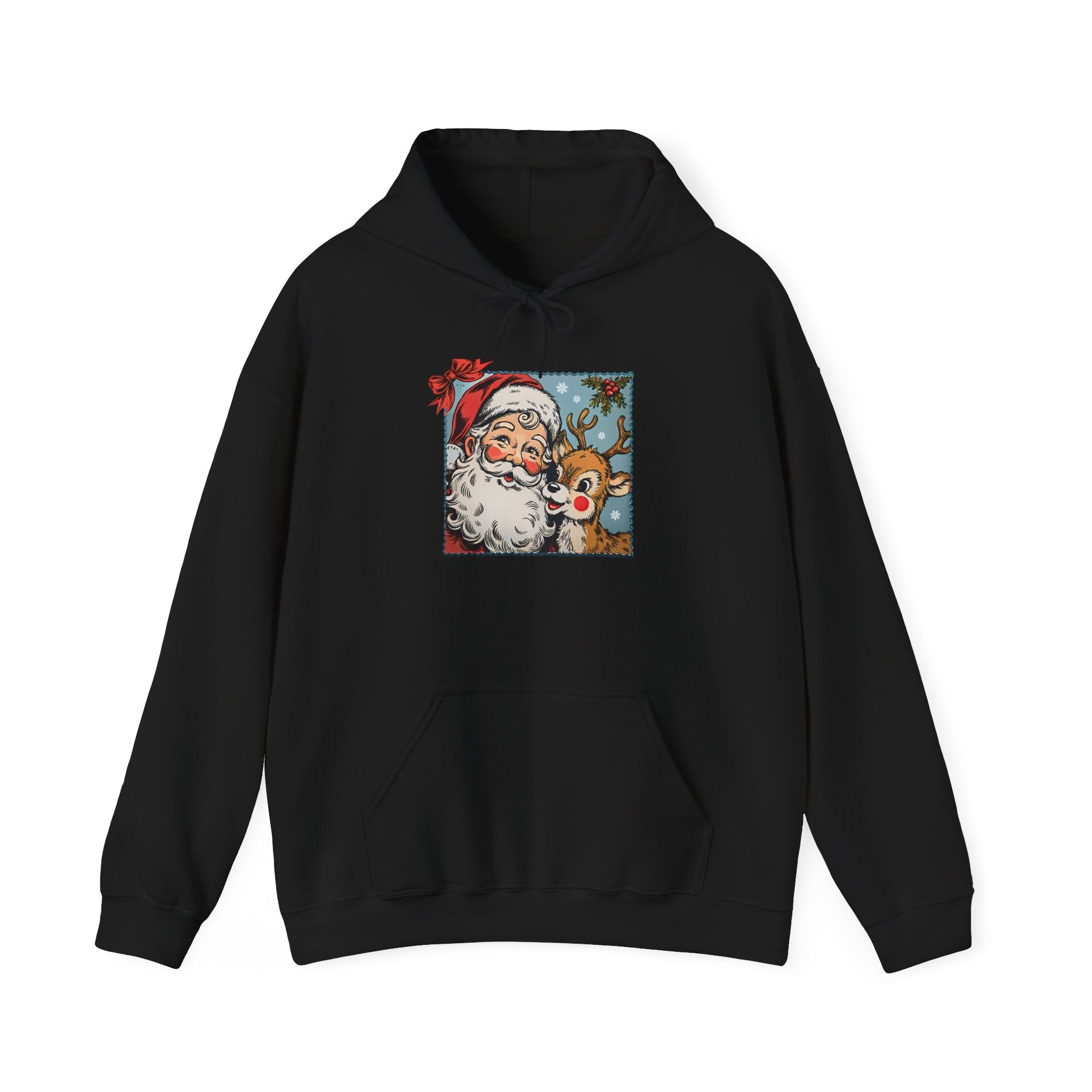 Vintage Santa & Reindeer Christmas Hoodie Printify