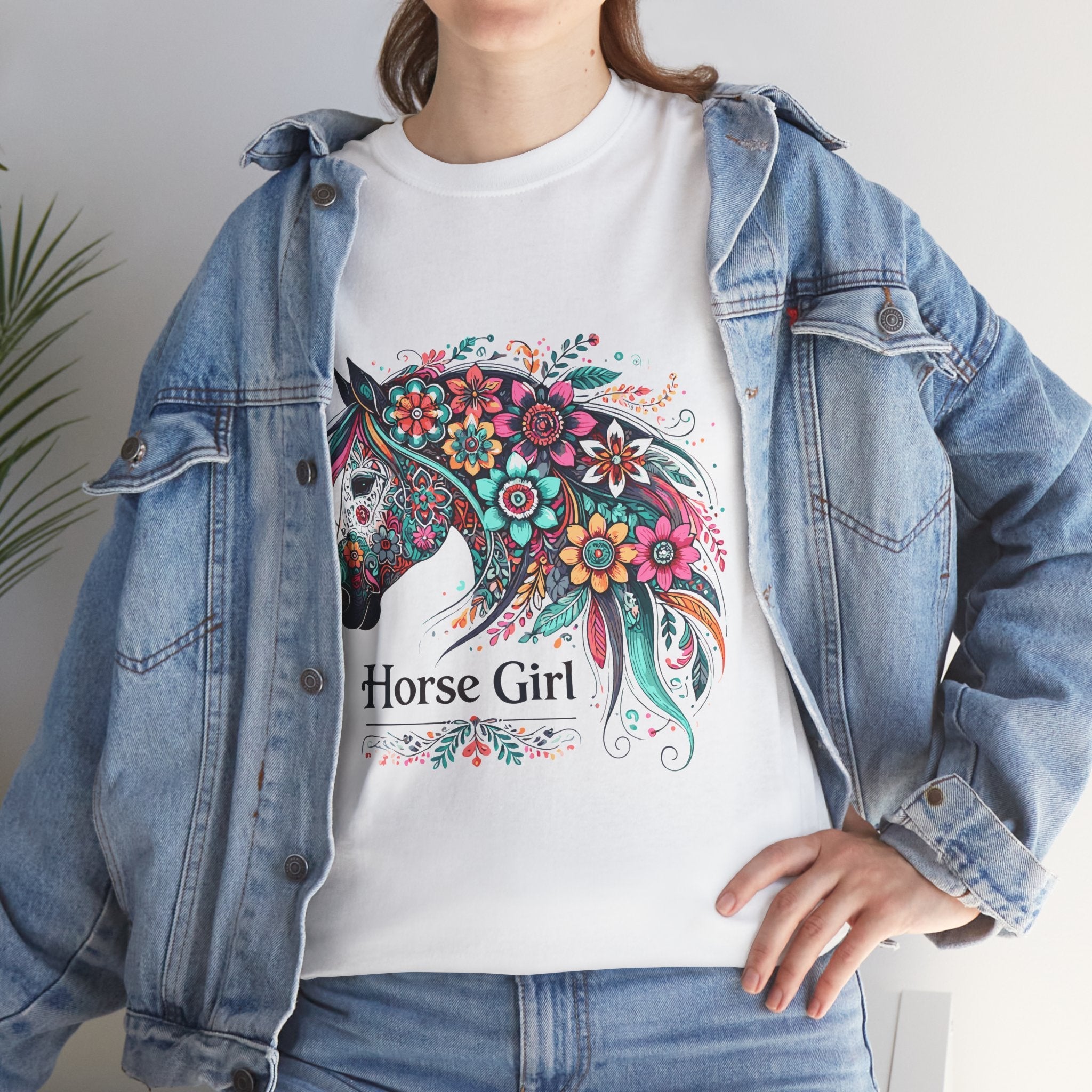 Floral Horse Lover Boho Style T-Shirt Printify